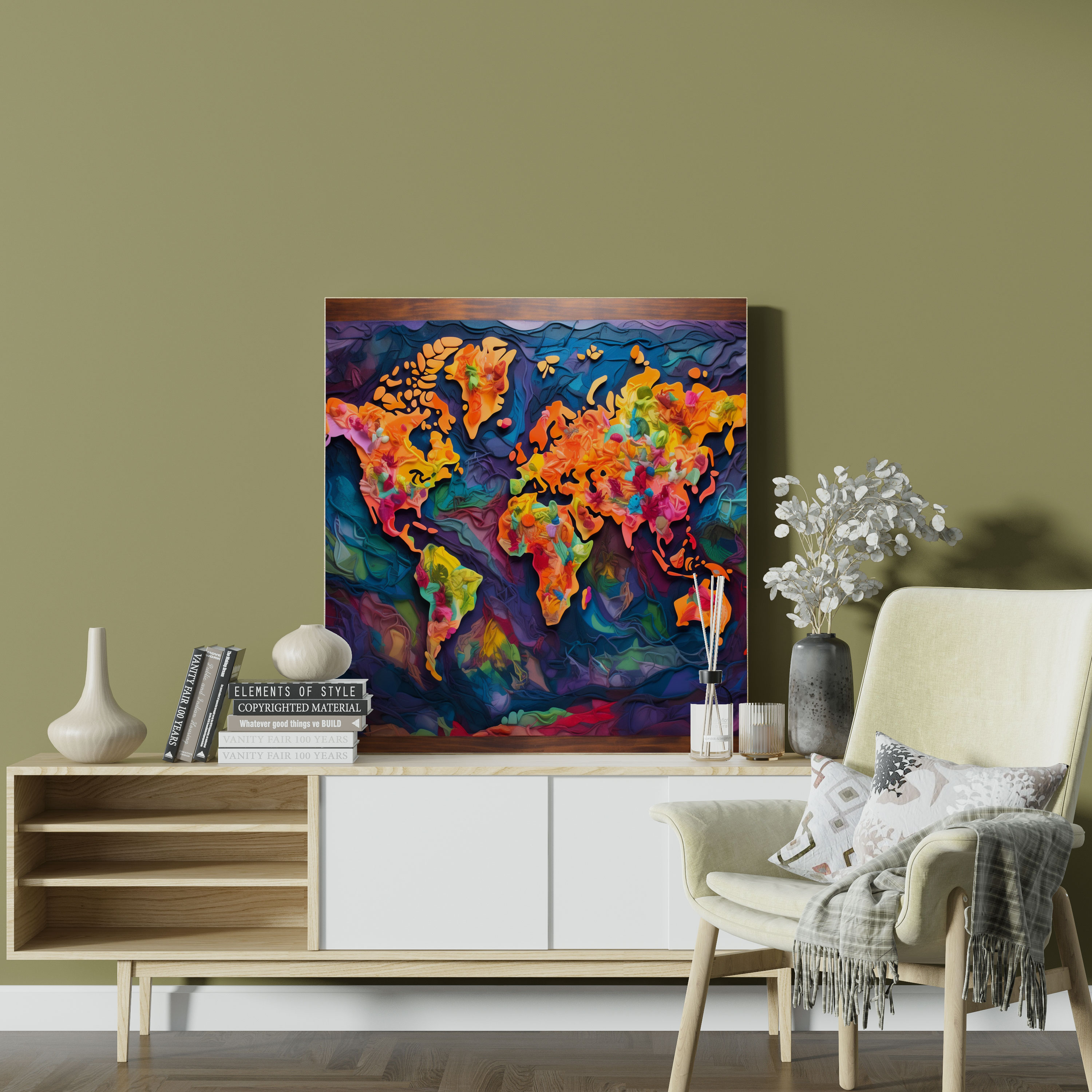 Colorful World Map Canvas Print - World Map, Wall Art, Wanderlust, Hues