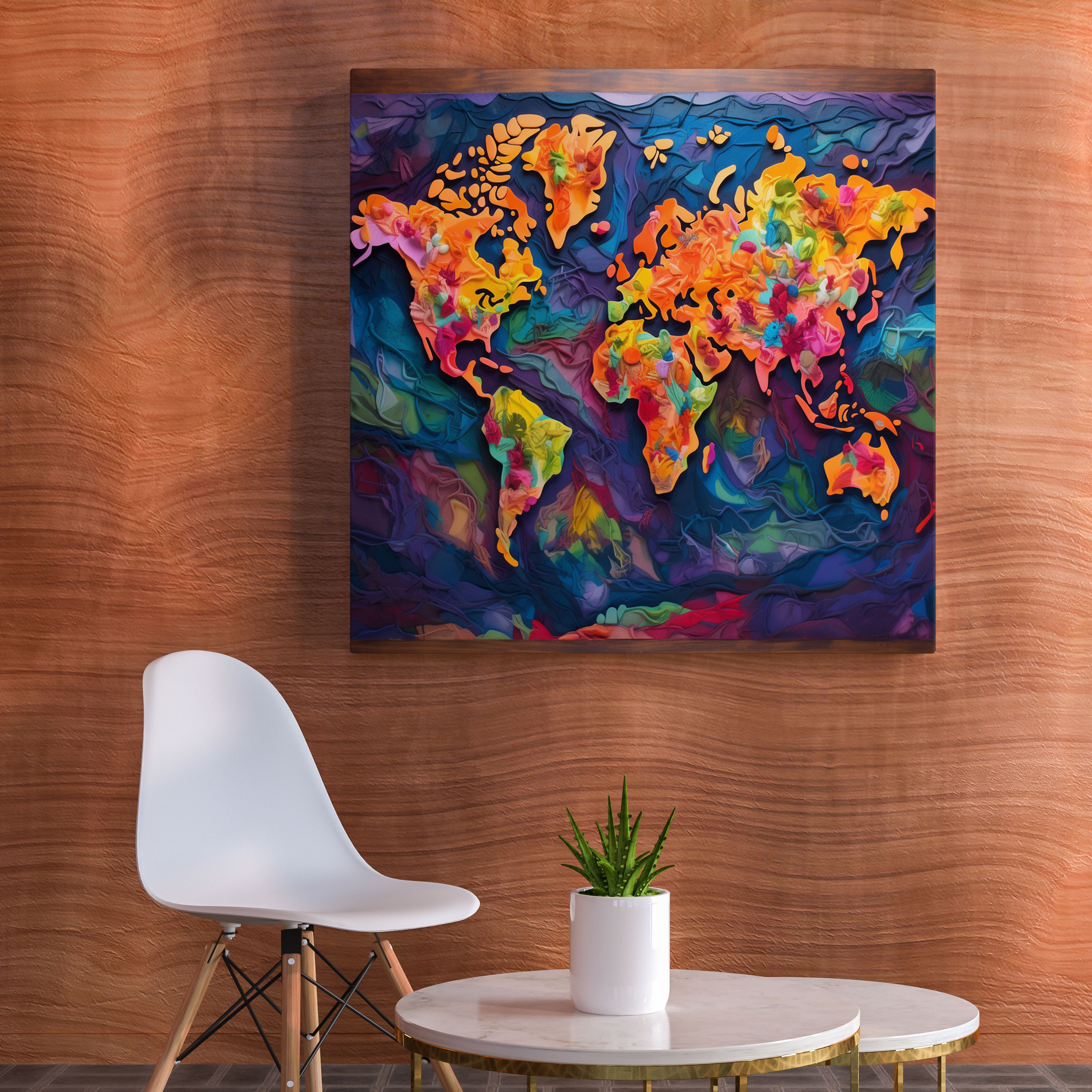 Colorful World Map Canvas Print - World Map, Wall Art, Wanderlust, Hues