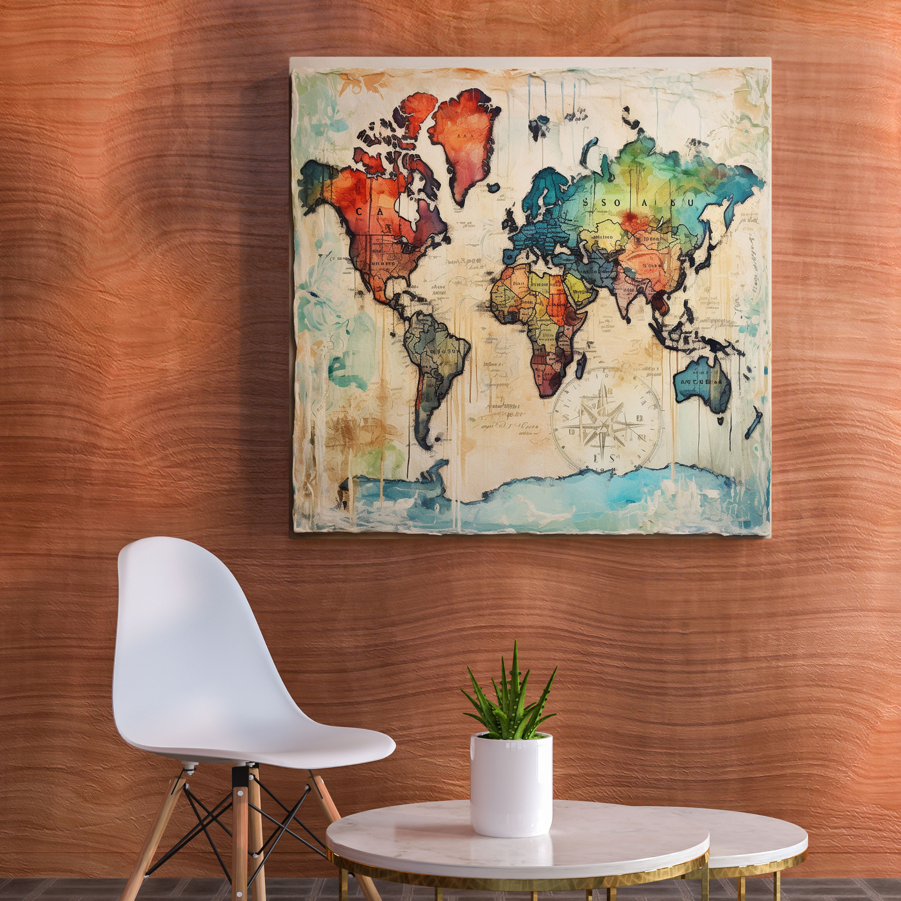 Inspirational World Map Canvas Print - World Map, Wall Art, Beauty, Quotes