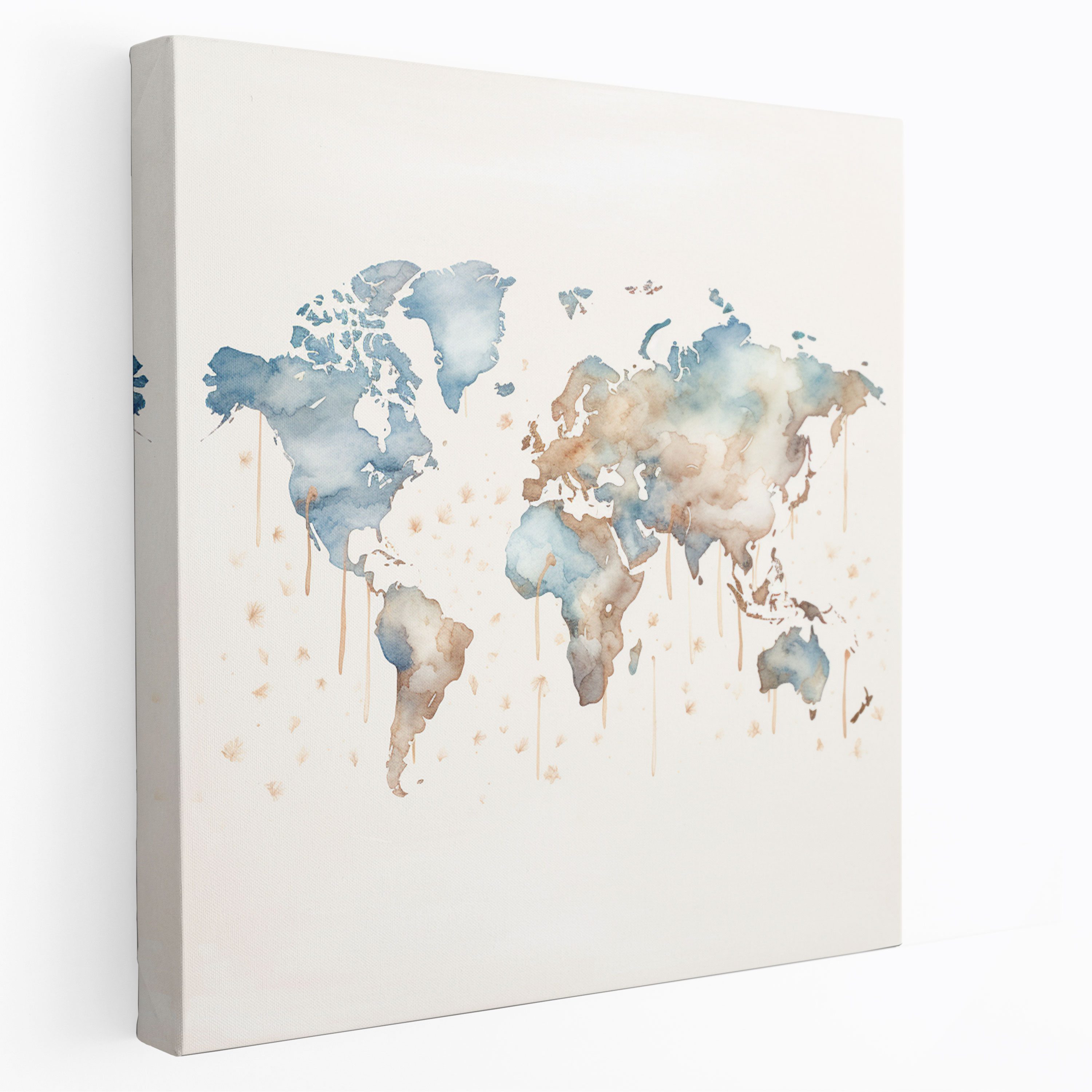 Watercolor World Map Canvas Print - World Map, Watercolor, Canvas Print, Tranquility