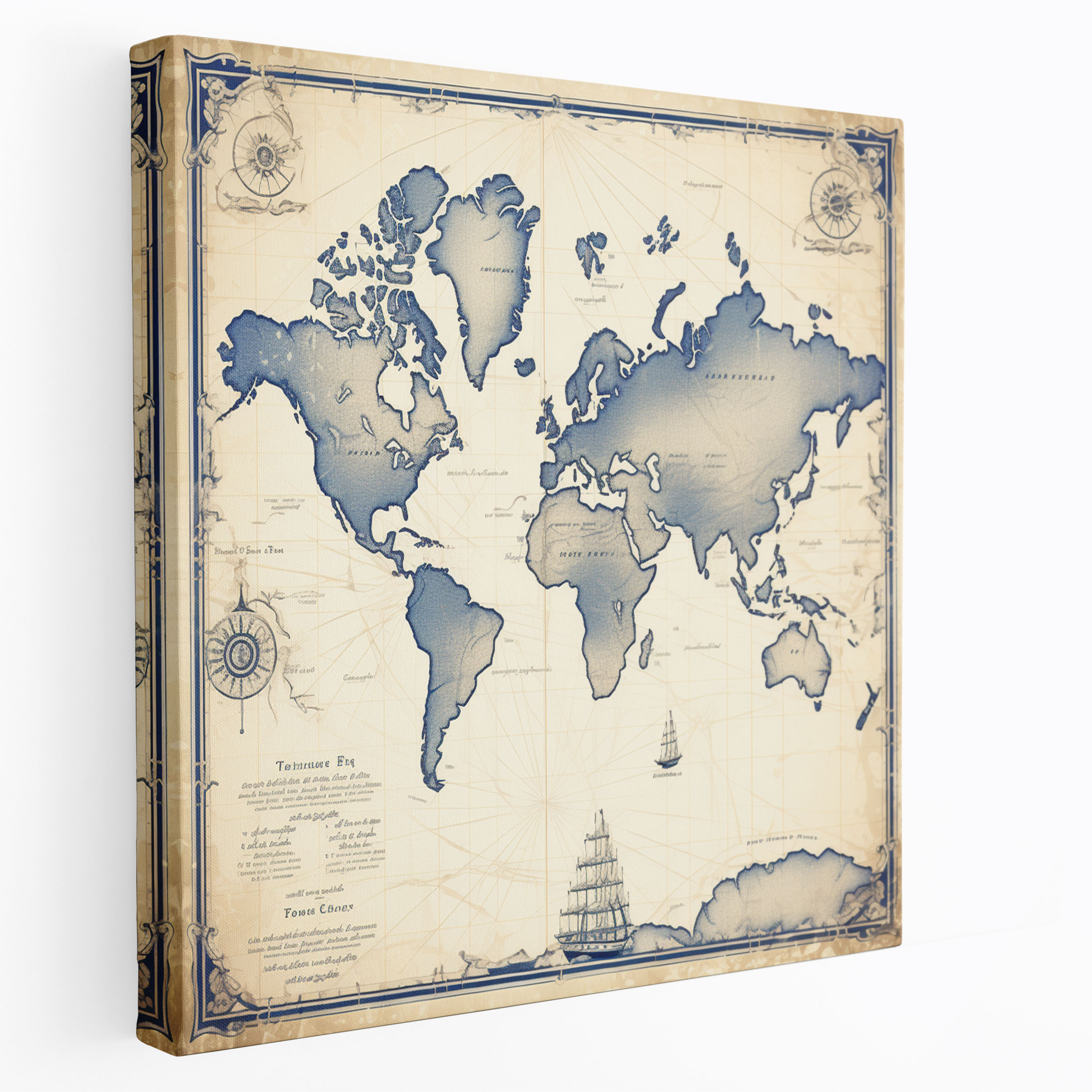 Weltkarten-Leinwandbild für Abenteurer - Weltkarte Erkundung Leinwand Wanddekoration