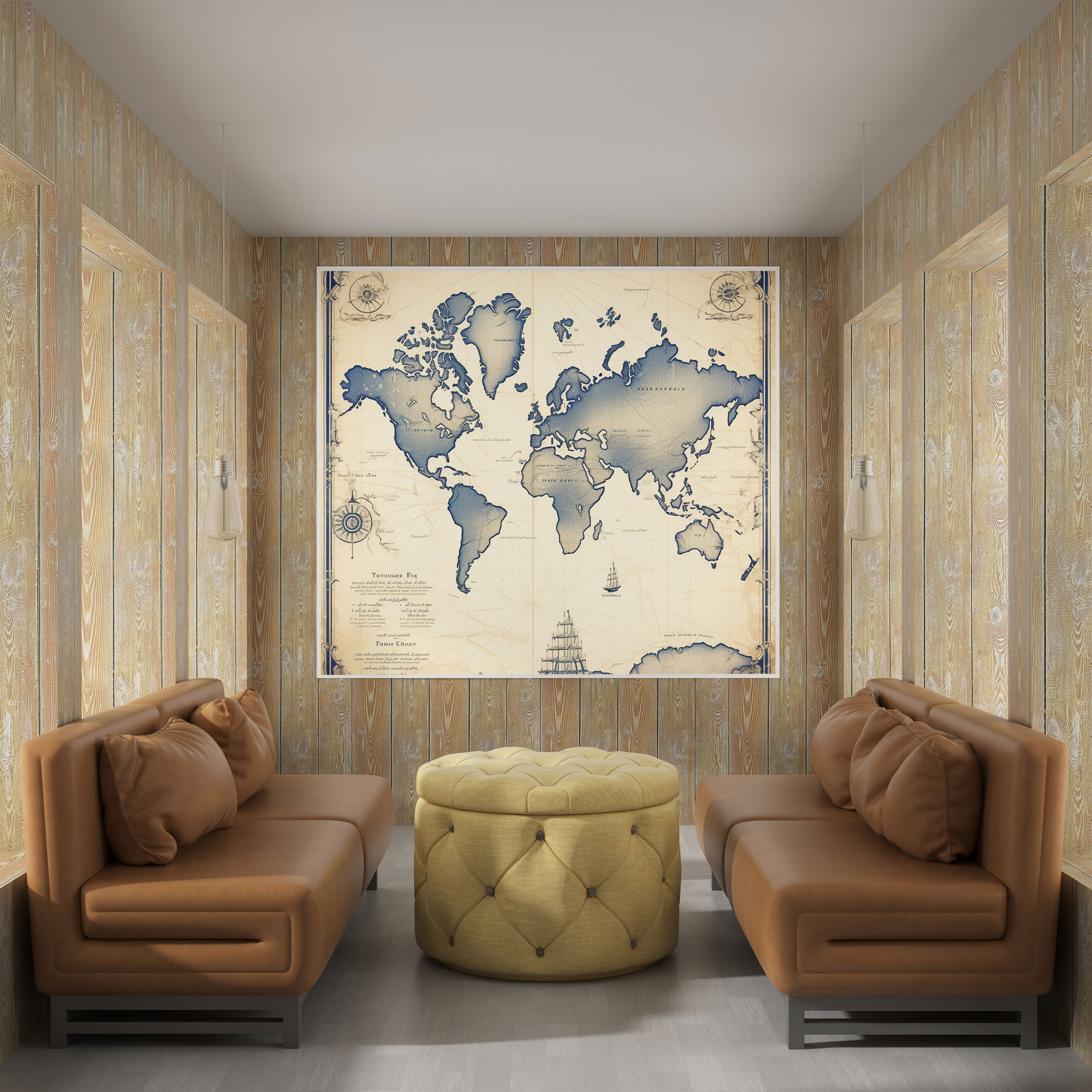Weltkarten-Leinwandbild für Abenteurer - Weltkarte Erkundung Leinwand Wanddekoration