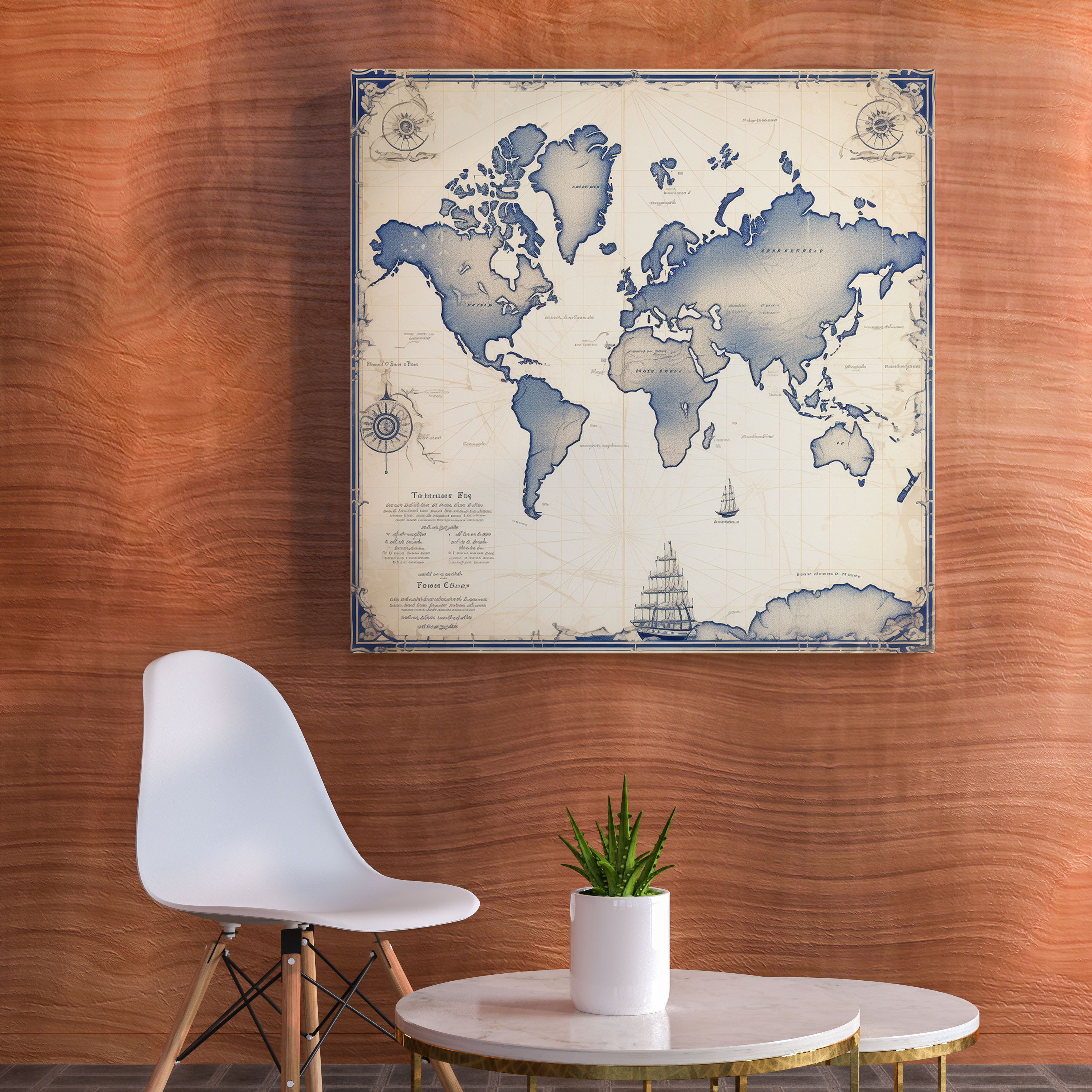 Weltkarten-Leinwandbild für Abenteurer - Weltkarte Erkundung Leinwand Wanddekoration