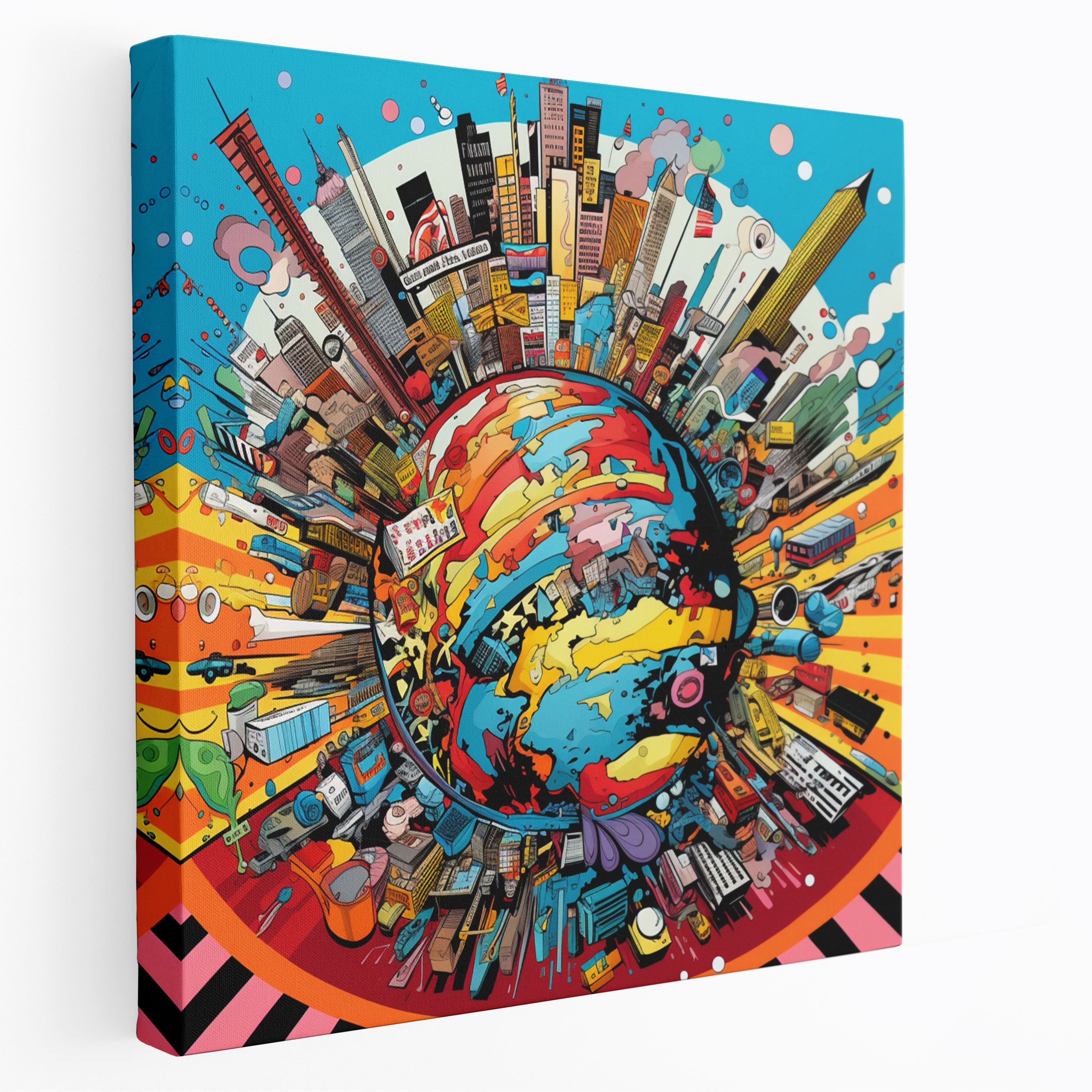 High Quality Canvas Print - Pop Art World Map - World Map, Canvas, Wall Decoration, Canvas Print