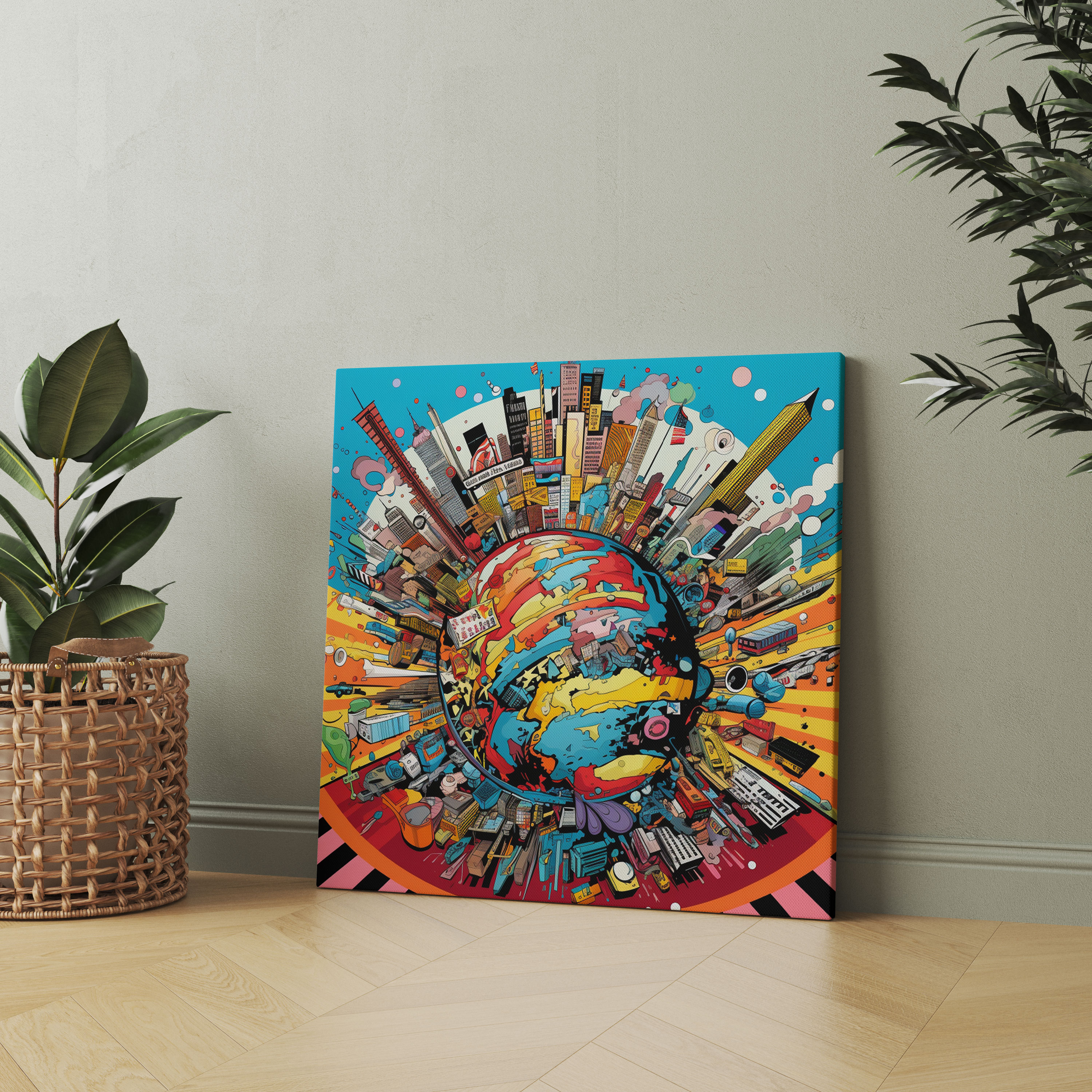 High Quality Canvas Print - Pop Art World Map - World Map, Canvas, Wall Decoration, Canvas Print