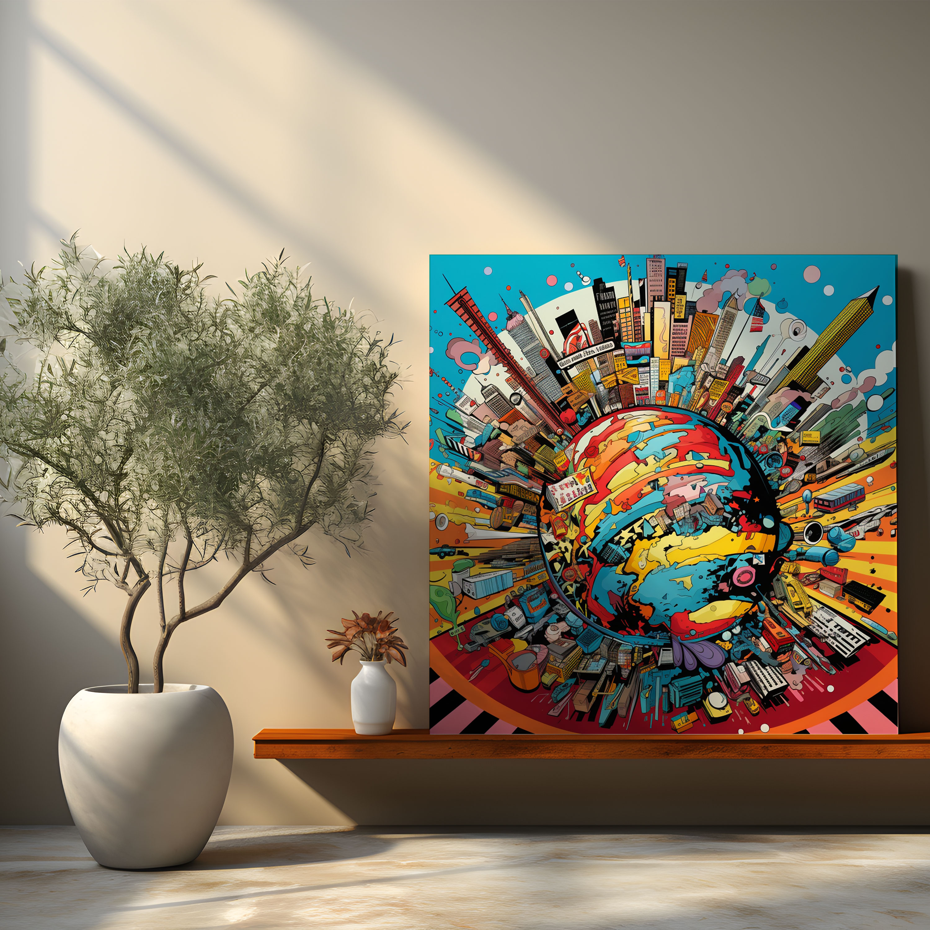 High Quality Canvas Print - Pop Art World Map - World Map, Canvas, Wall Decoration, Canvas Print