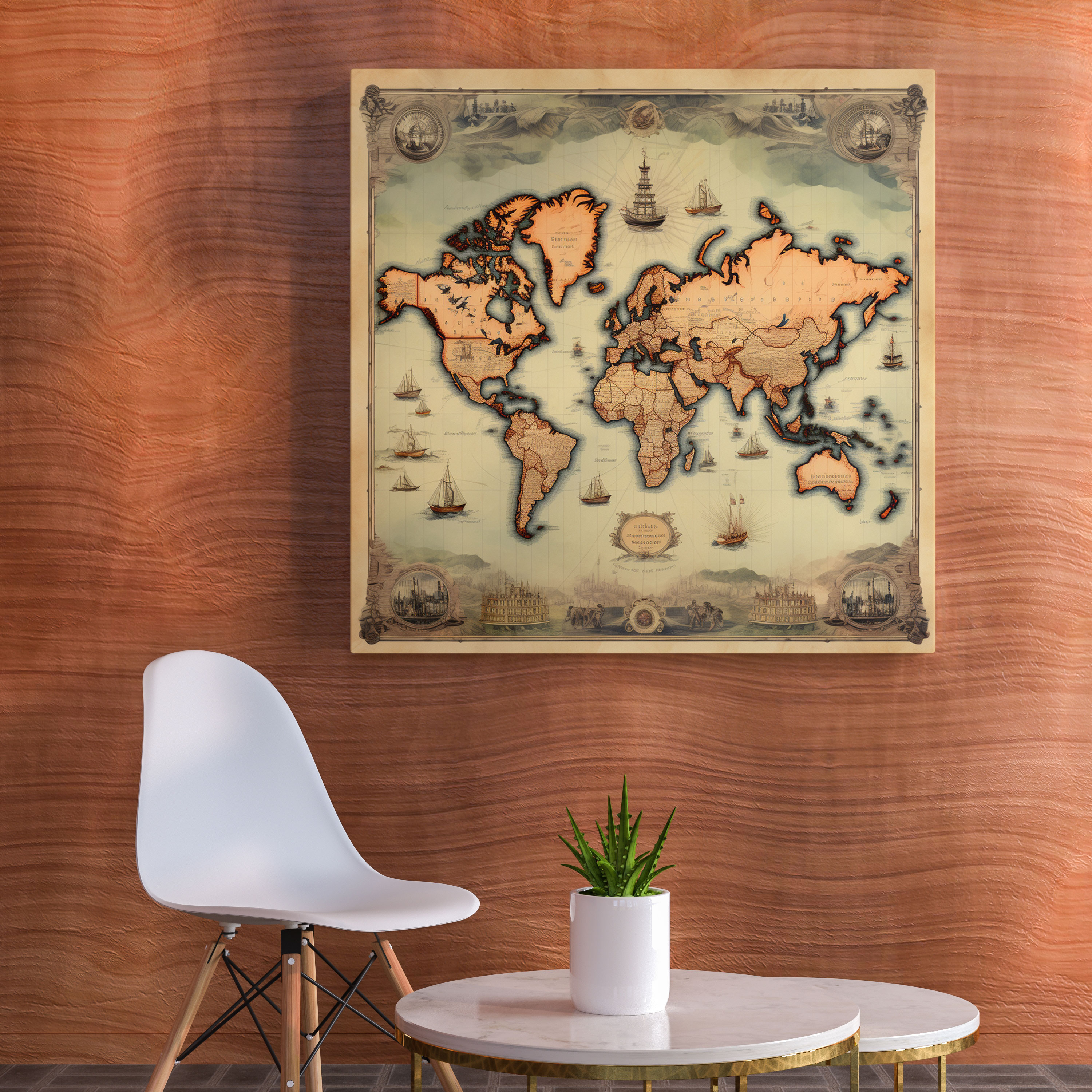 World Map Canvas Print - Vintage Map Illustration - World Map, Antique Style, Canvas Wall Art, Vintage Map Illustration