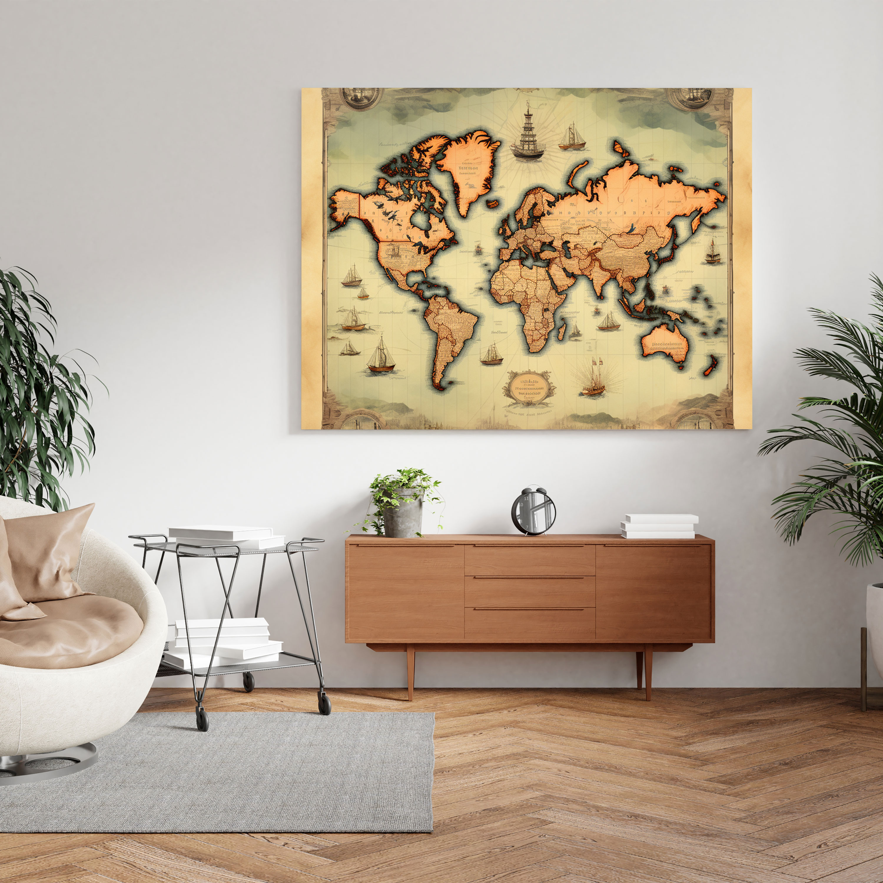 World Map Canvas Print - Vintage Map Illustration - World Map, Antique Style, Canvas Wall Art, Vintage Map Illustration