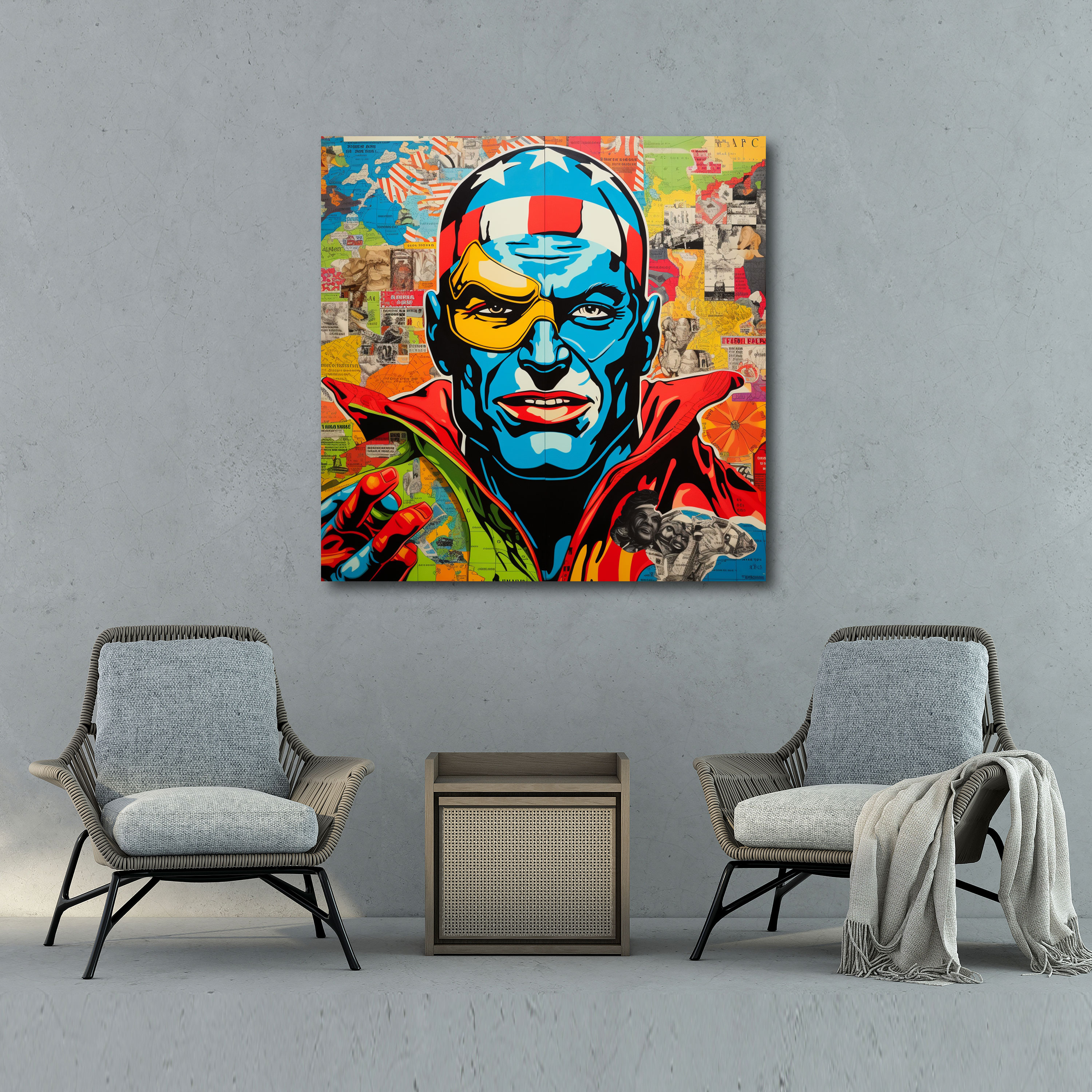 Weltkarte Leinwandbild - Pop-Art Interpretation mit kräftigen Farben