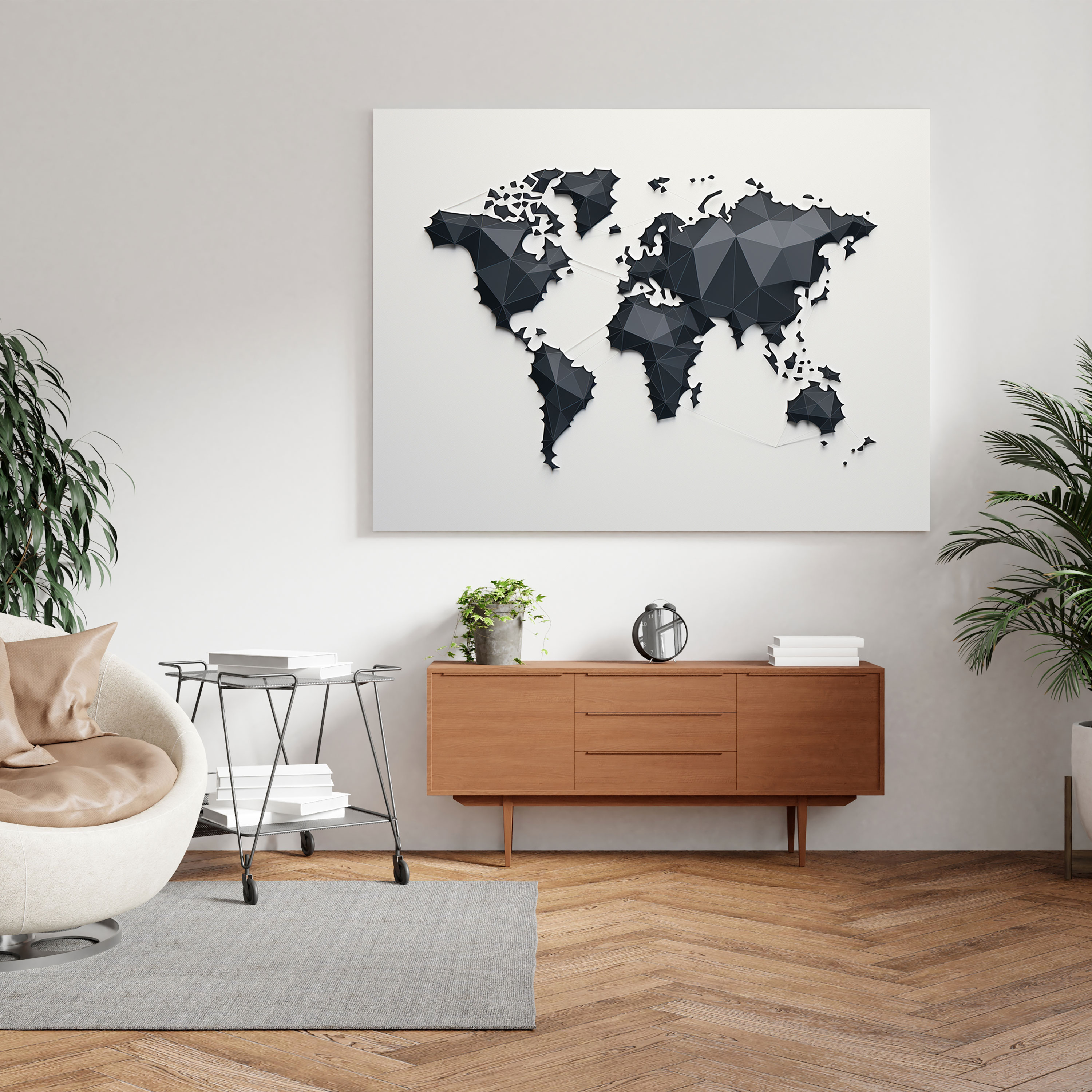 Dünya Haritası - Modern Minimalist Kanvas Tablo - Ev Dekorasyonu Duvar Sanatı Zarif Tasarım