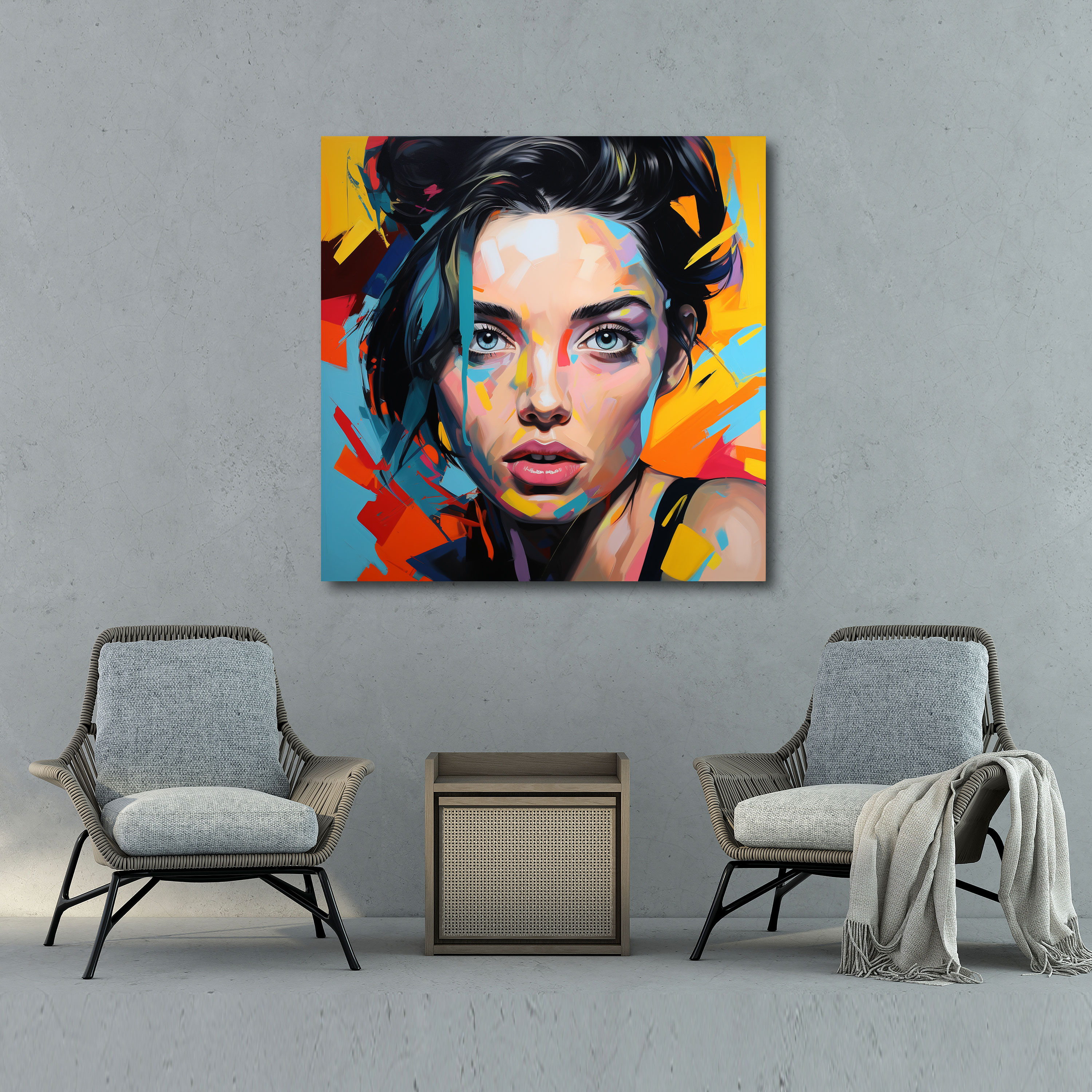 Woman Wall Art: Pop Art Portrait - Woman, Confident, Bold Colors, Canvas