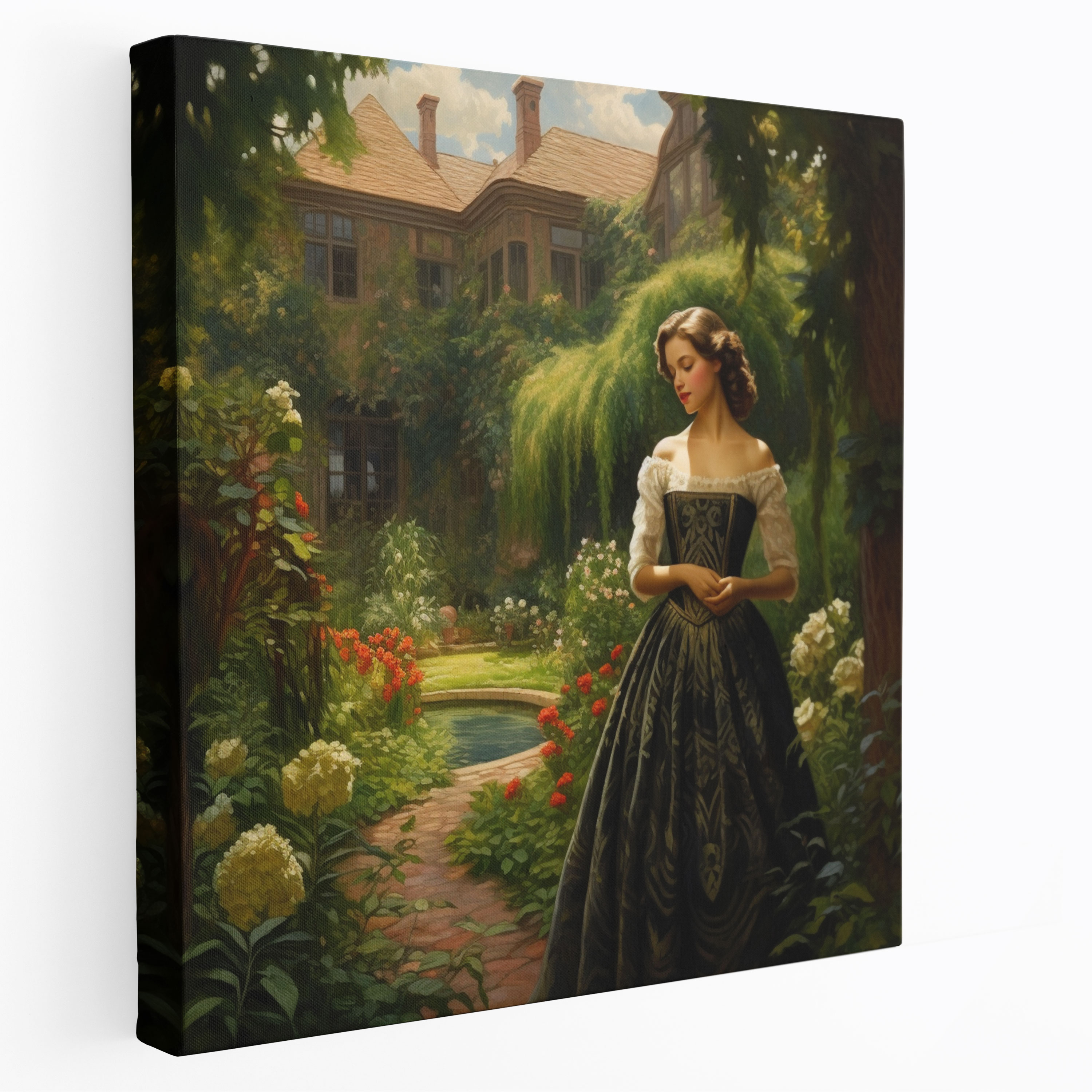Woman Wall Art - Classic Oil Painting Canvas Print - Woman, Elegant Gown, Canvas Wall Art, Canvas
