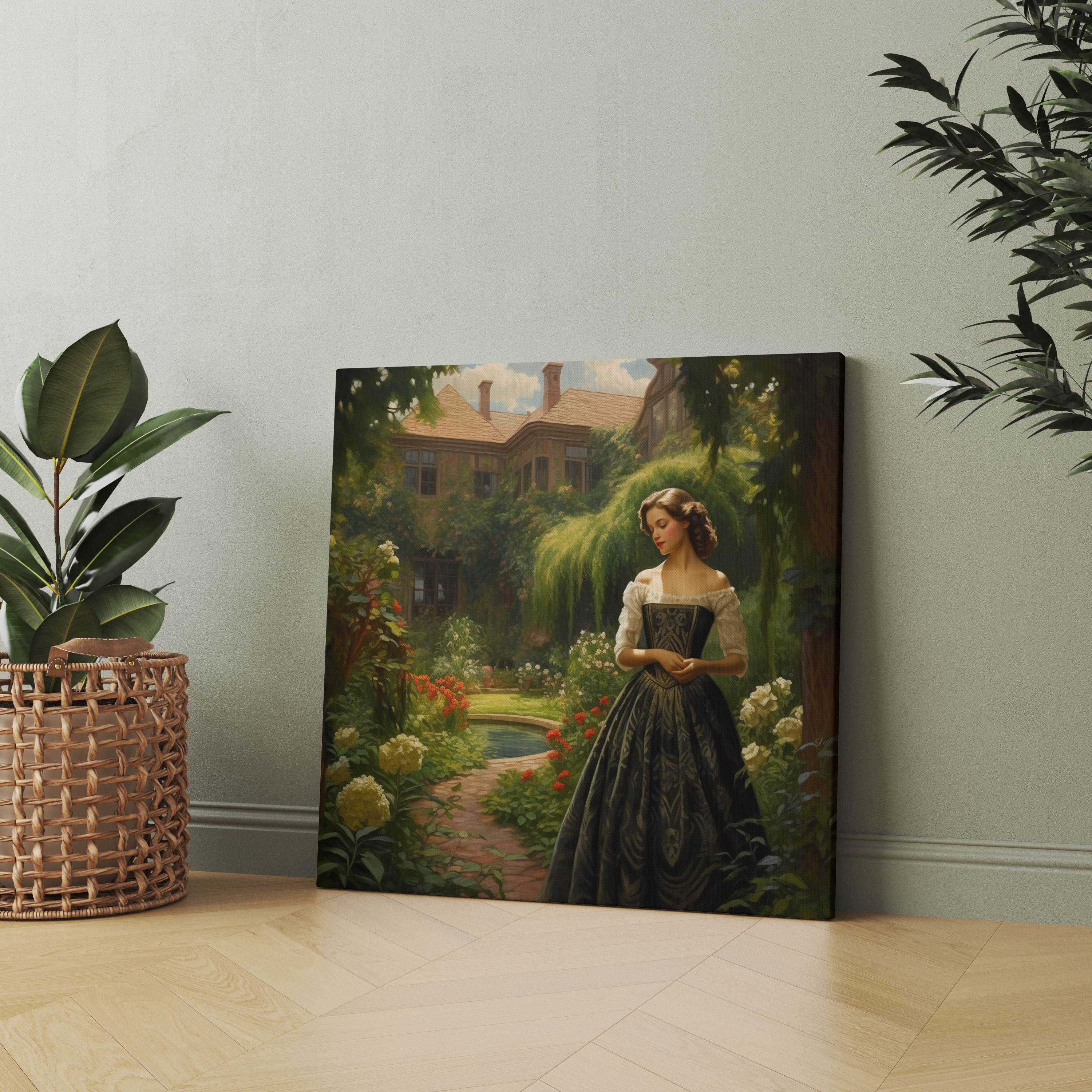 Woman Wall Art - Classic Oil Painting Canvas Print - Woman, Elegant Gown, Canvas Wall Art, Canvas