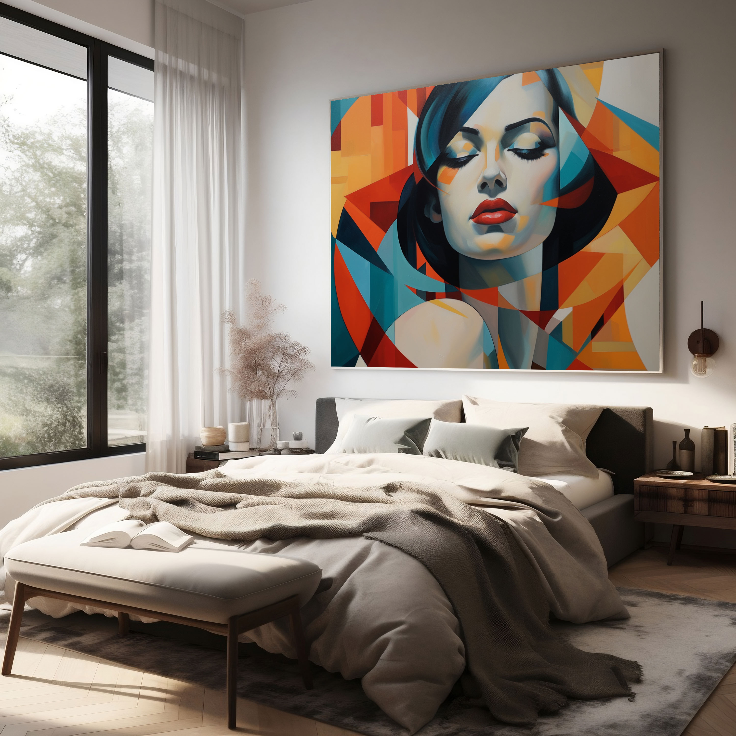 Woman Wall Decoration - Geometric Abstract Canvas Print - Woman, Canvas Wall Art, Home Decoration, Canvas