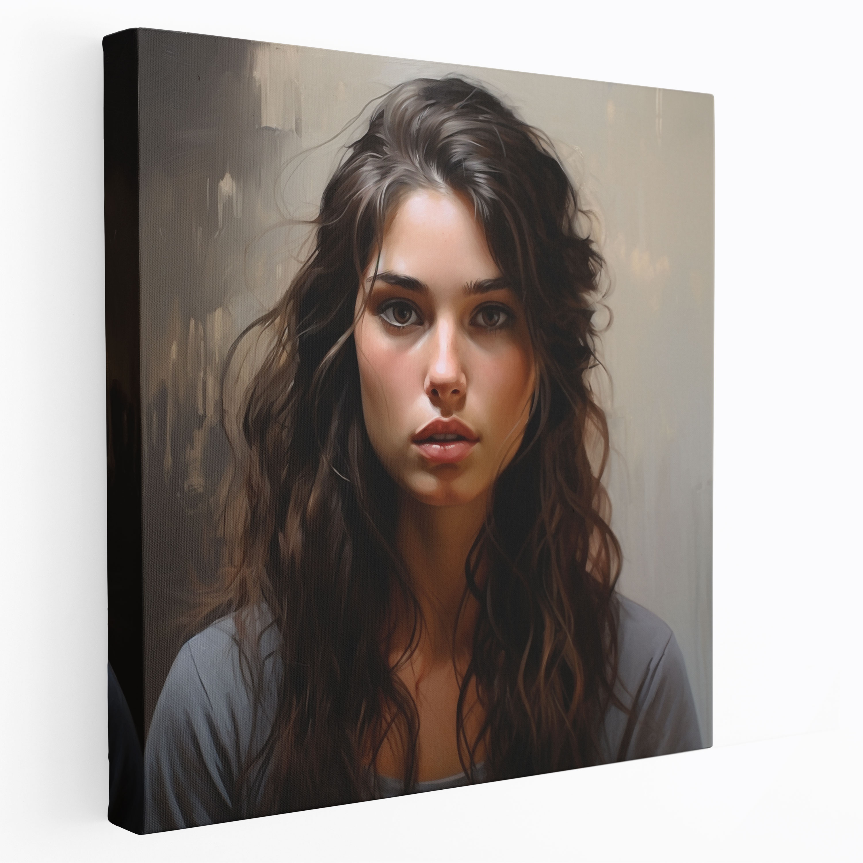 Woman Canvas Print - Realistic Portrait Wall Art - Woman, Humanity, Wall Art, Subtle Expressions