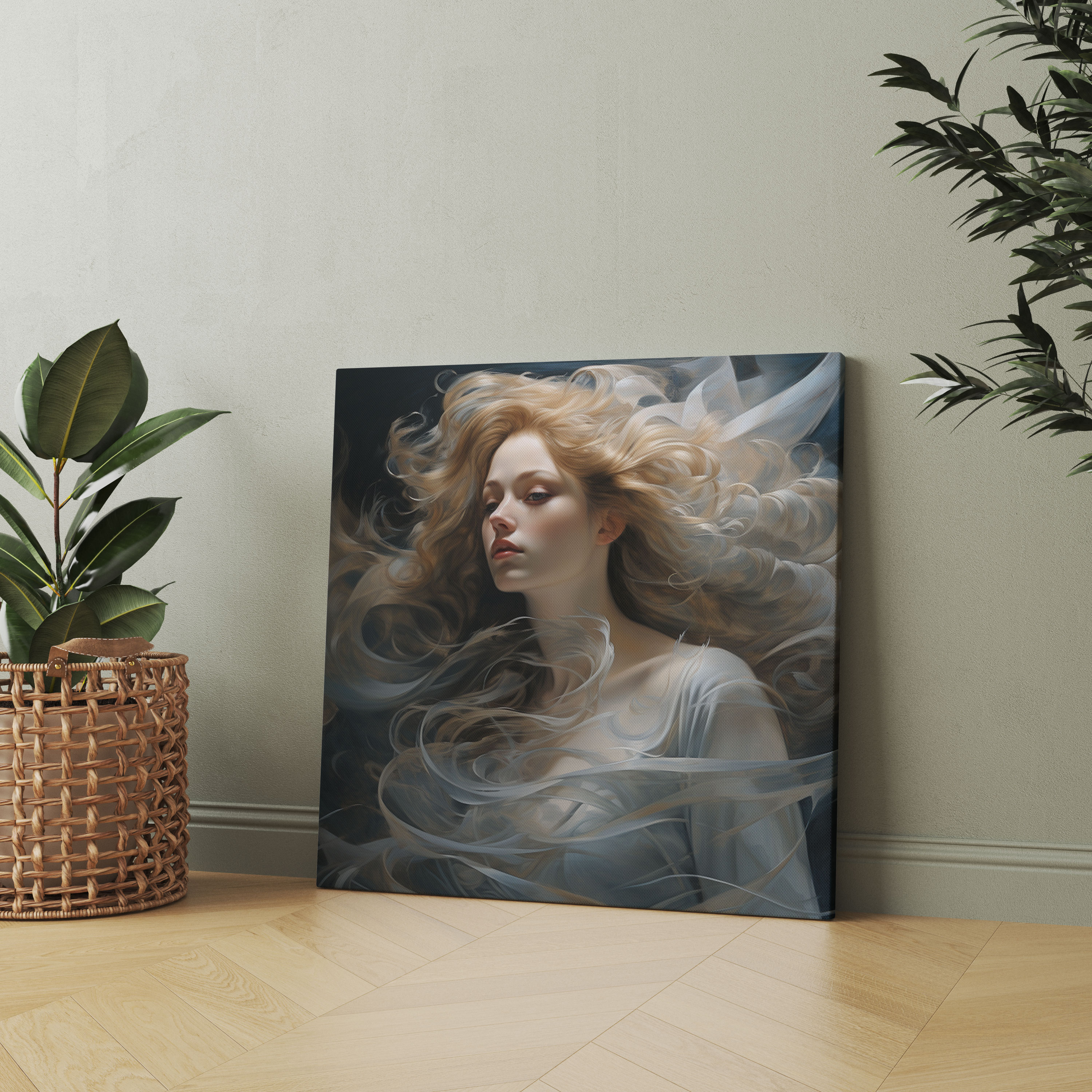 Woman Canvas Print - Elegant Portrait Wall Art - Woman, Canvas, Flowing Hair, Canvas Print