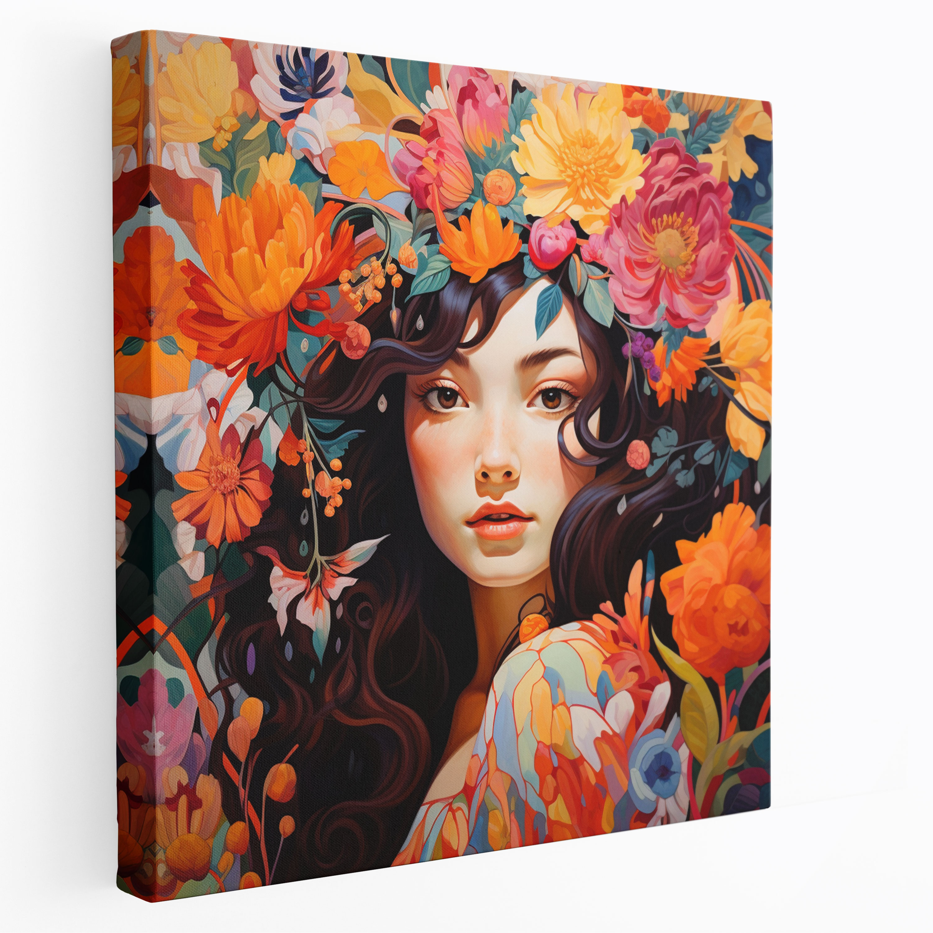 Woman Canvas Print - Colorful Floral Wall Art - Woman, Canvas Wall Art, Wall Decoration, Home Decoration