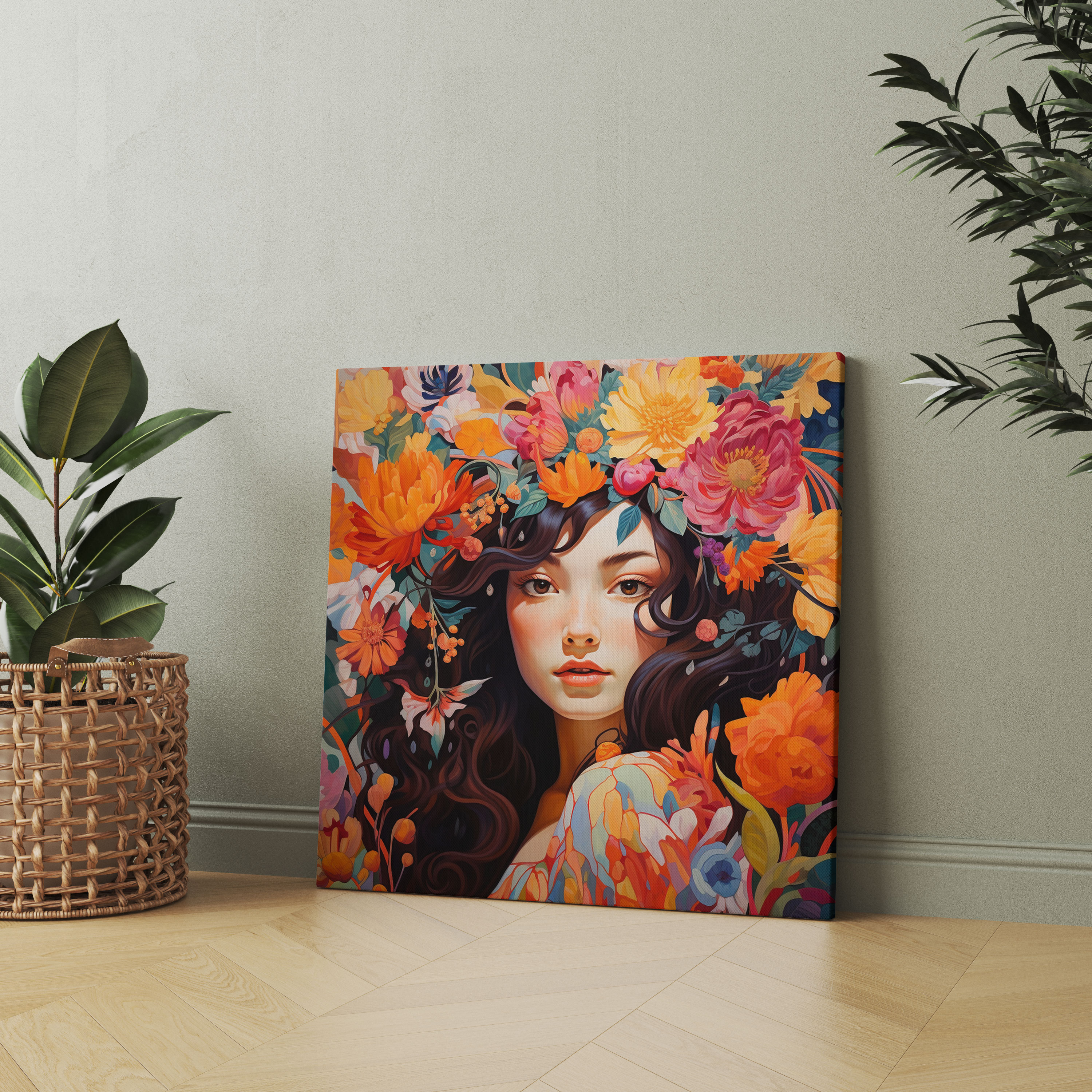 Woman Canvas Print - Colorful Floral Wall Art - Woman, Canvas Wall Art, Wall Decoration, Home Decoration