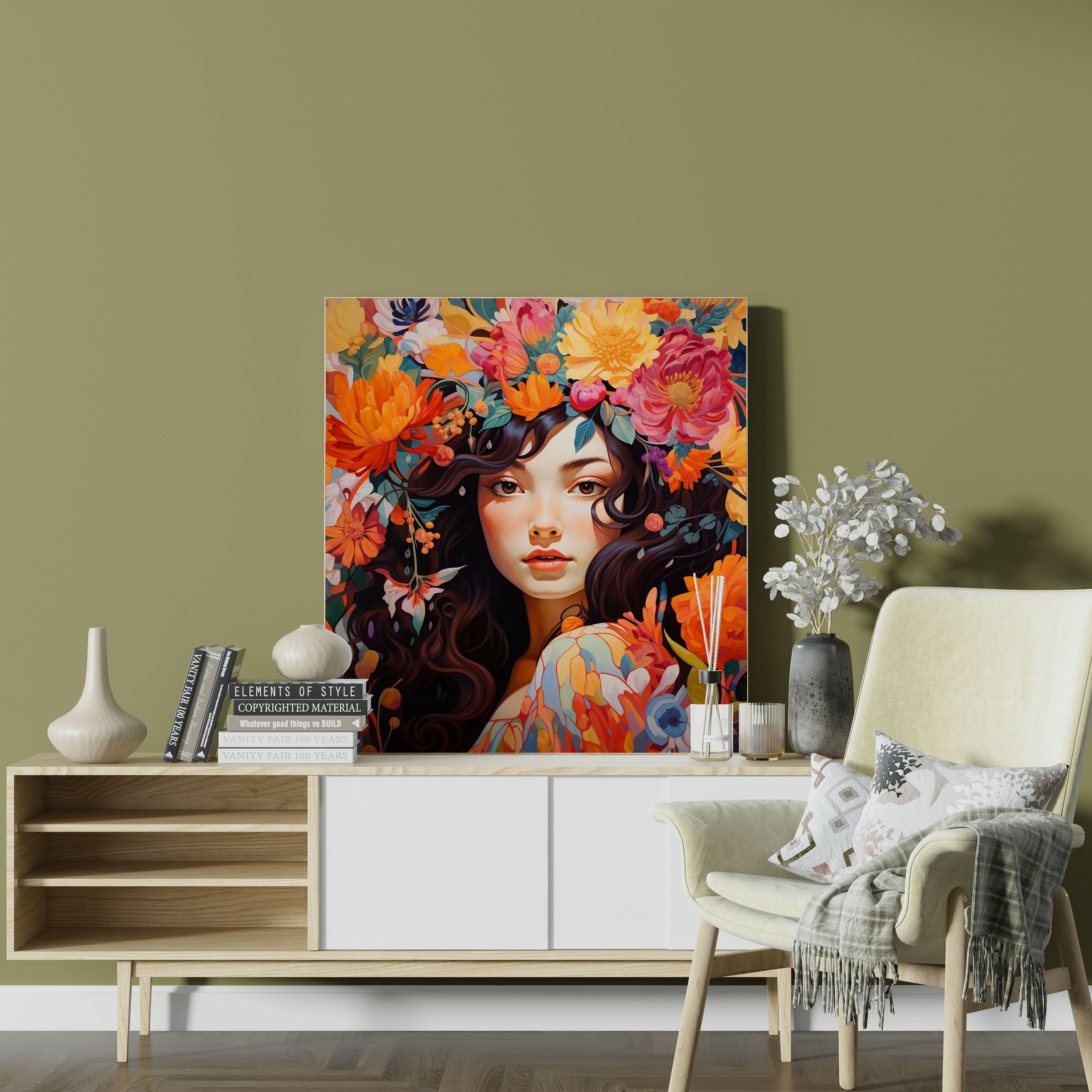 Woman Canvas Print - Colorful Floral Wall Art - Woman, Canvas Wall Art, Wall Decoration, Home Decoration
