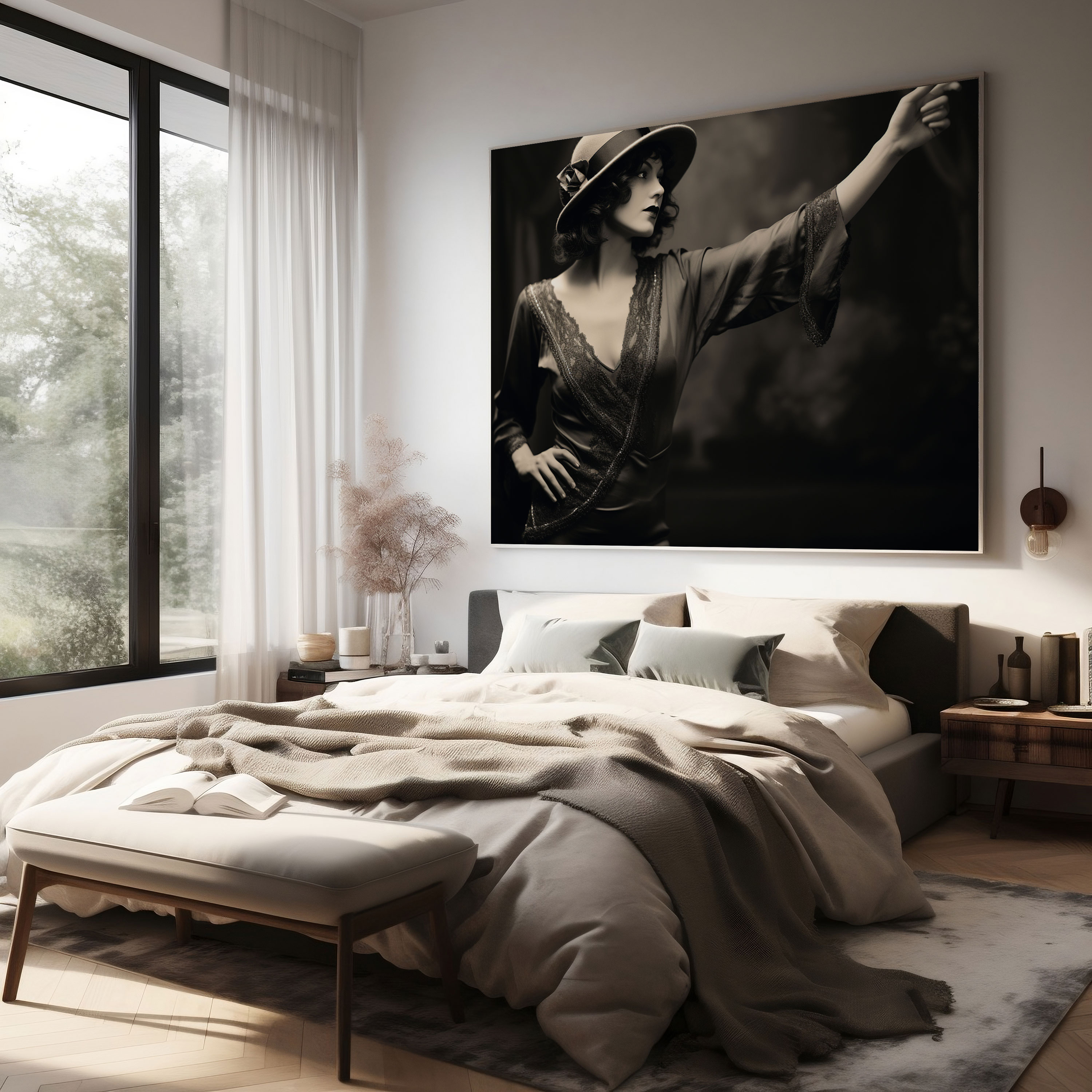 Woman Canvas Print - Vintage Black And White Wall Art - Woman, Wall Decoration, Canvas Print, Canvas Wall Art