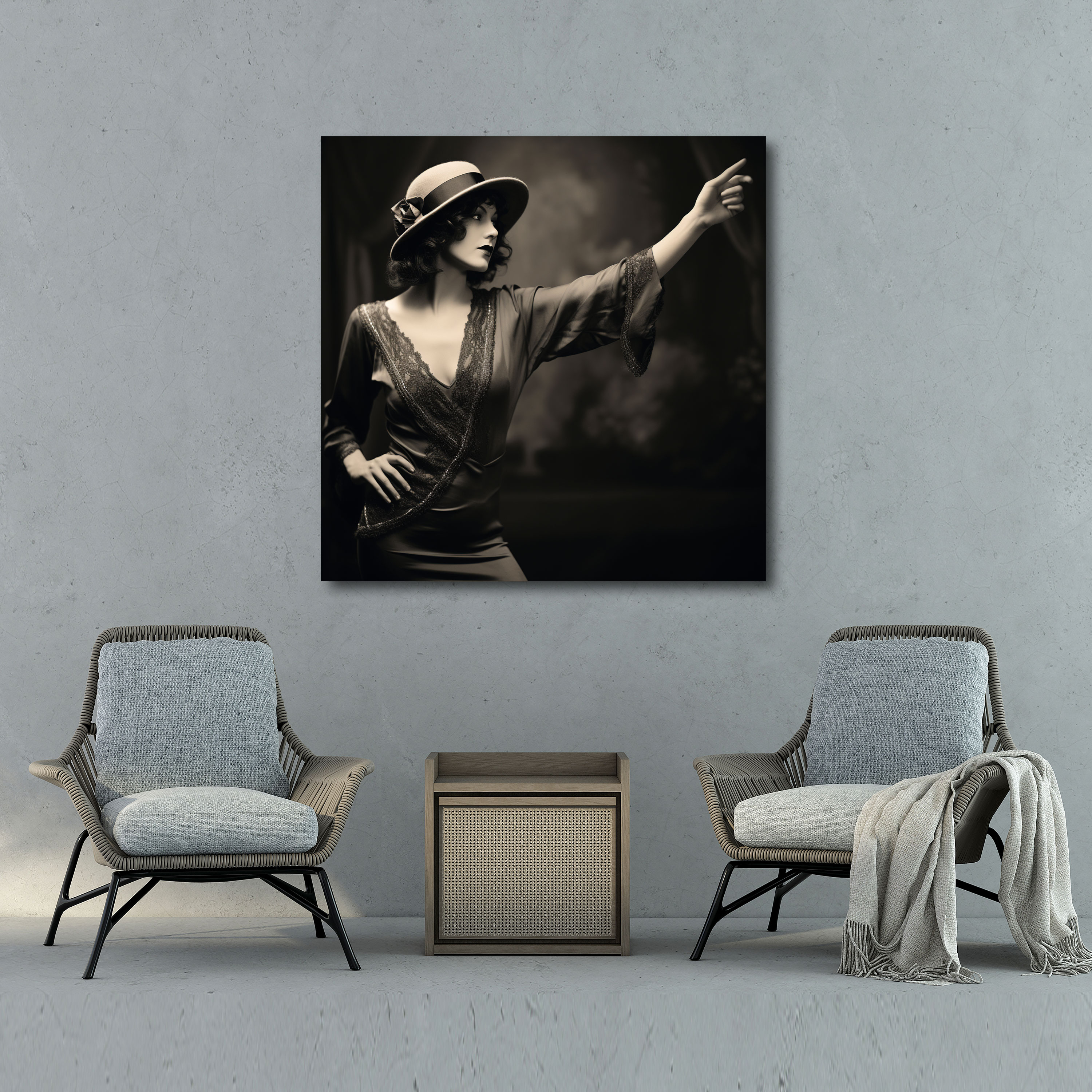 Woman Canvas Print - Vintage Black And White Wall Art - Woman, Wall Decoration, Canvas Print, Canvas Wall Art