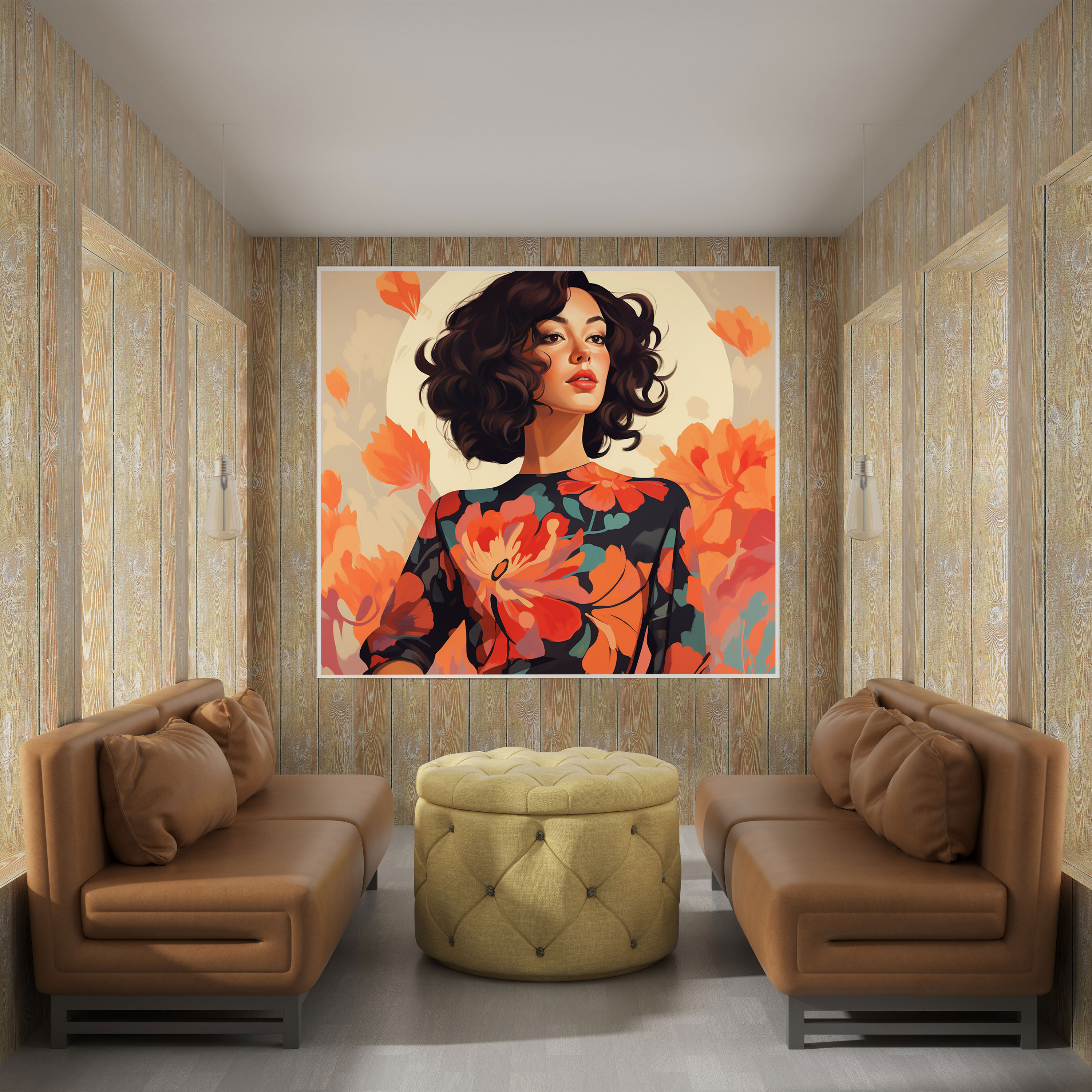Woman Canvas Print - Contemporary Floral Dress Wall Art - Woman, Canvas Wall Art, Canvas, Contemporary