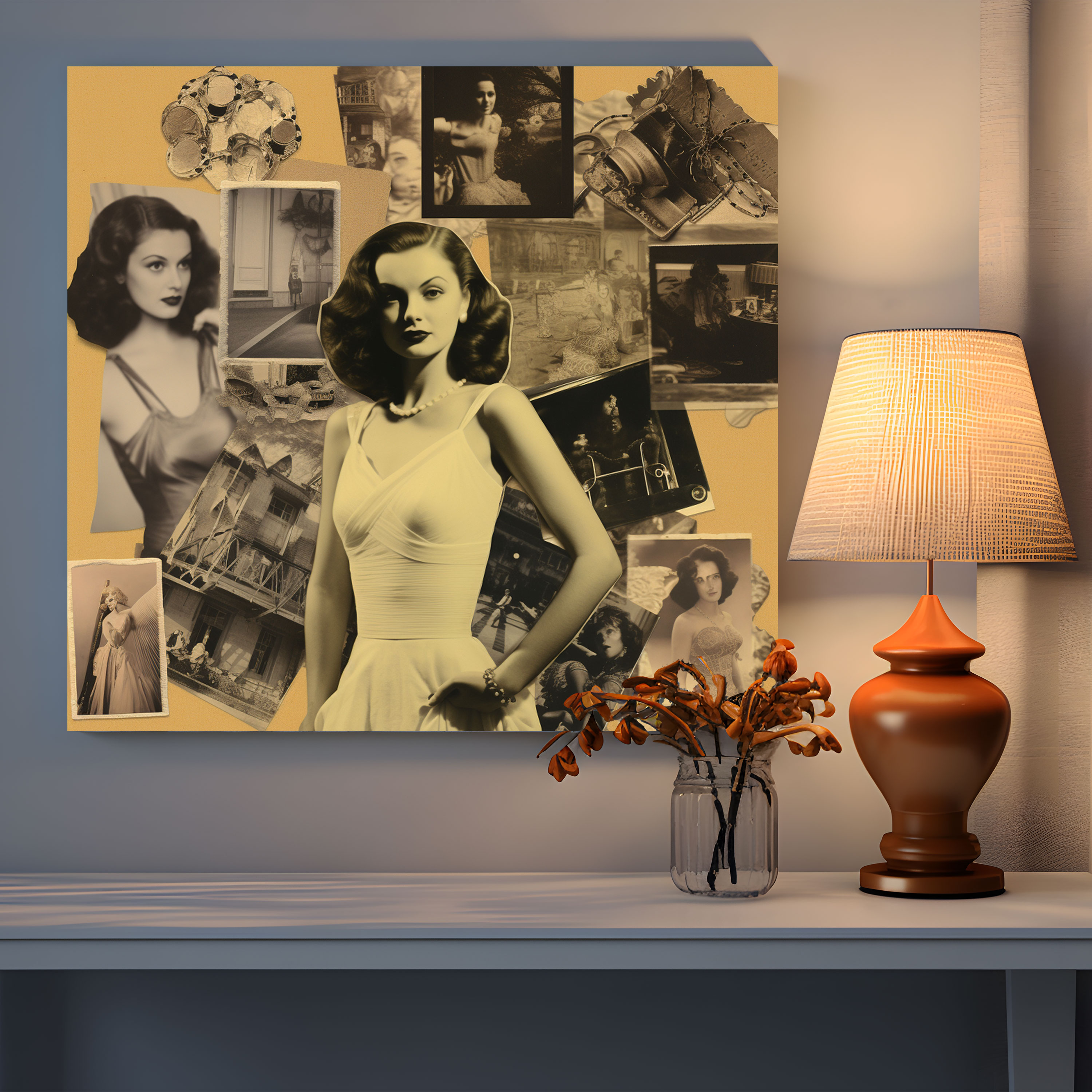 Woman Wall Art - Vintage Photo Collage - Woman, Canvas Print, Wall Decoration, Home Decoration