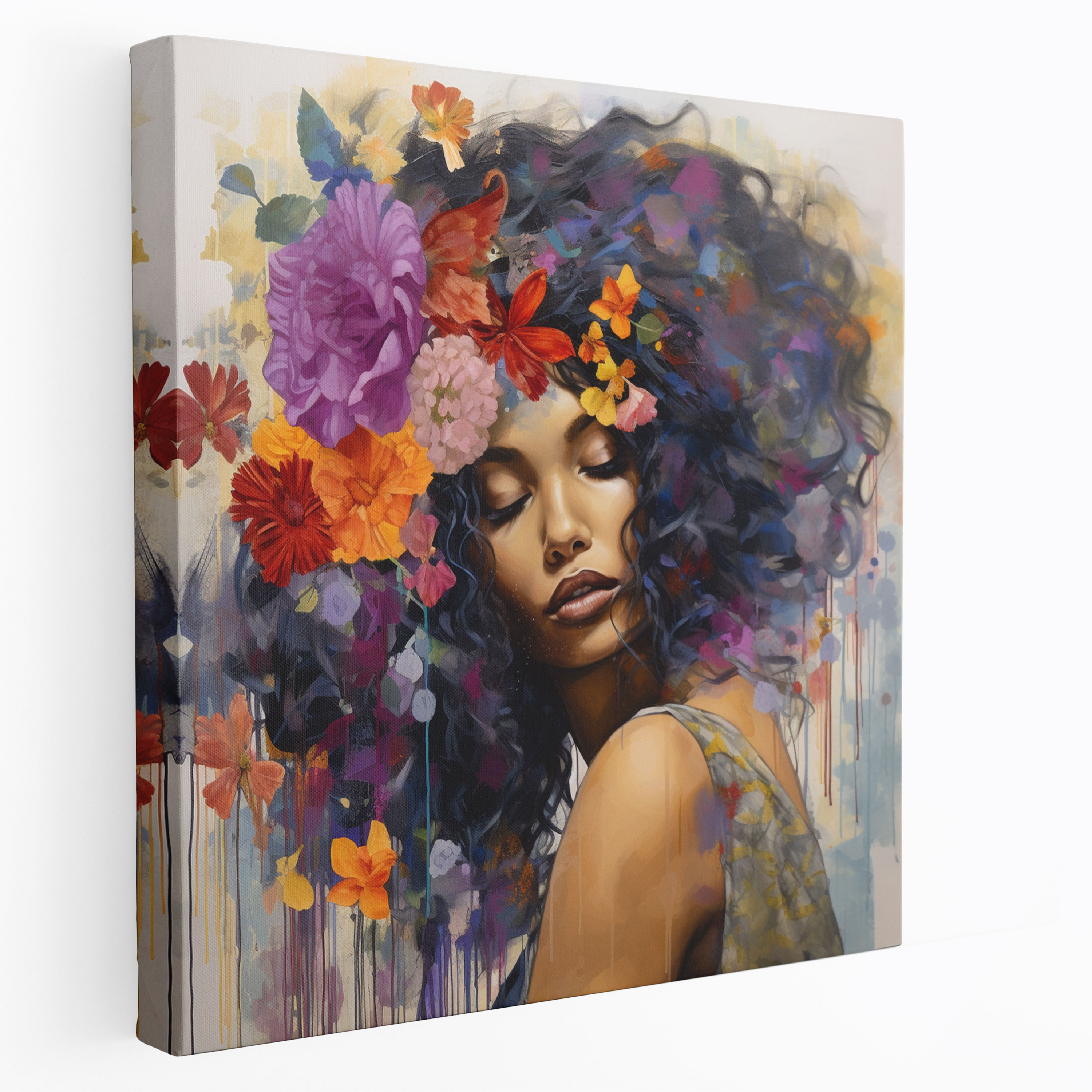 Woman Wall Art - Mixed Media Floral - Woman, Canvas Print, Canvas, Home Decoration