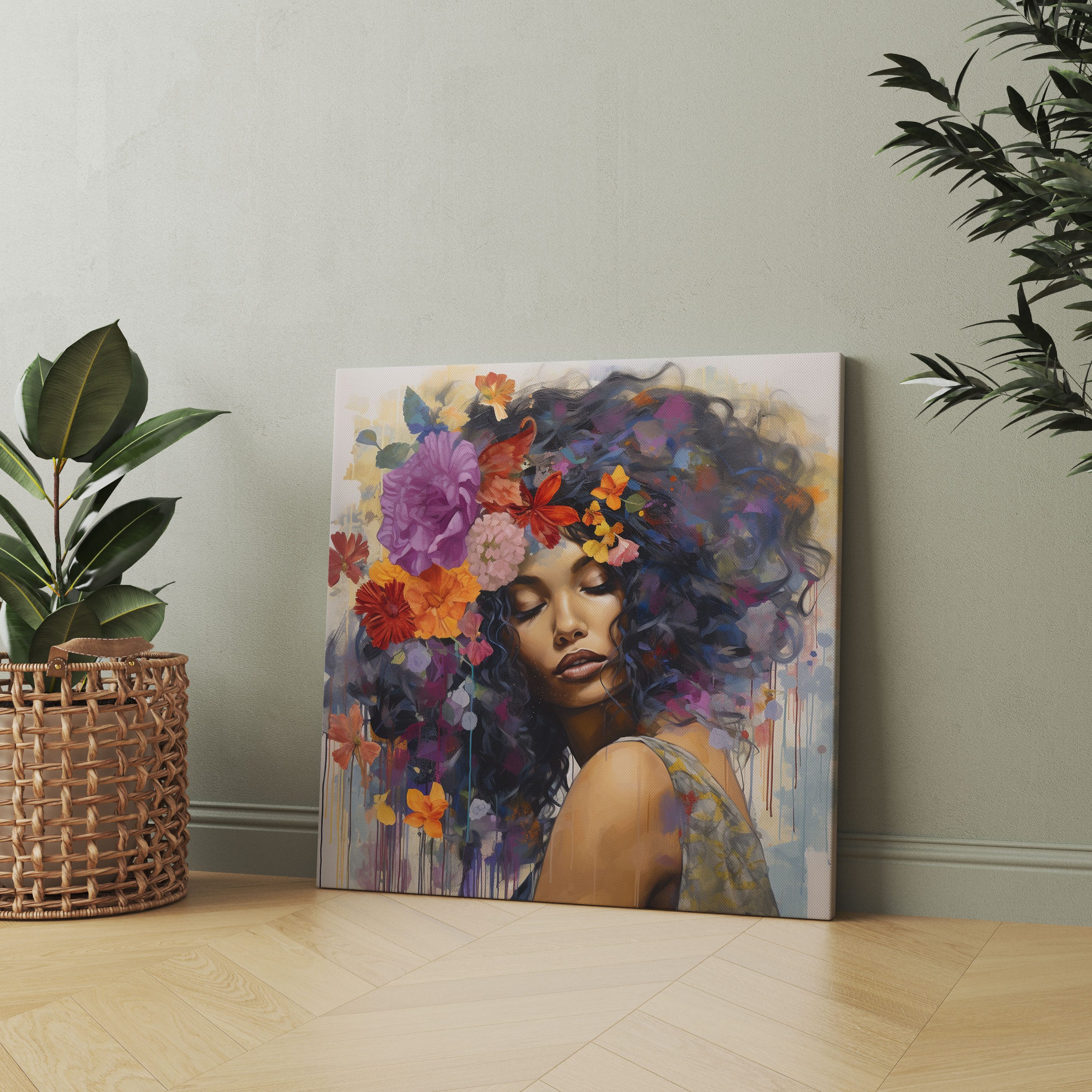 Woman Wall Art - Mixed Media Floral - Woman, Canvas Print, Canvas, Home Decoration