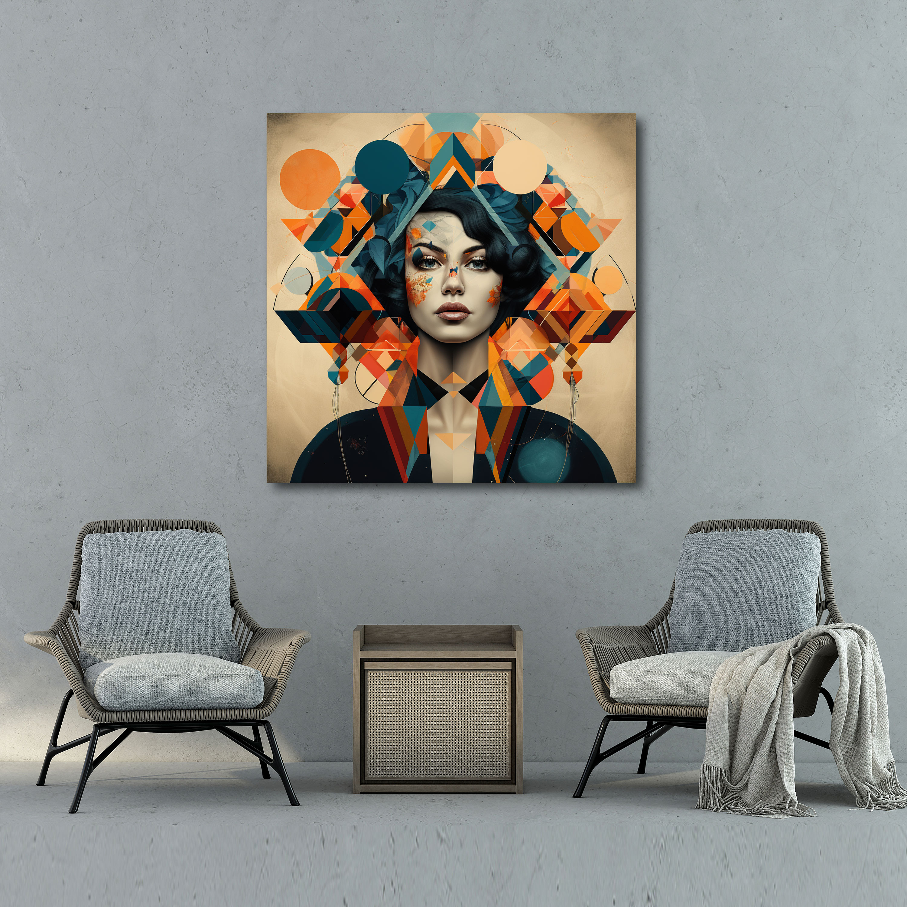 Woman Wall Art - Geometric Digital Art Canvas Print - Woman, Modern Art, Bold, Geometric Shapes