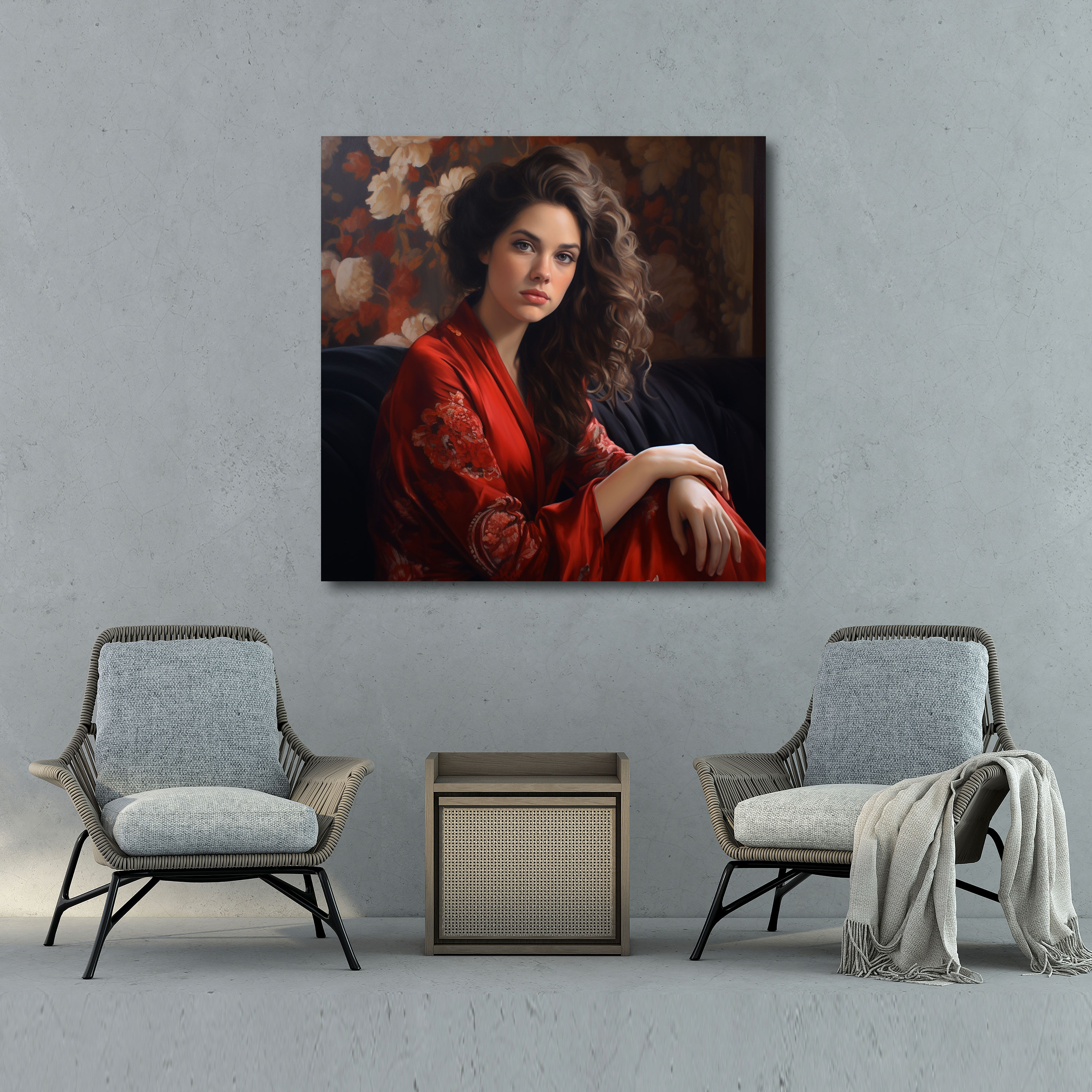Woman Canvas Print - Realistic Portrait Painting Wall Art - Woman, Sophistication, Woman, Beauty