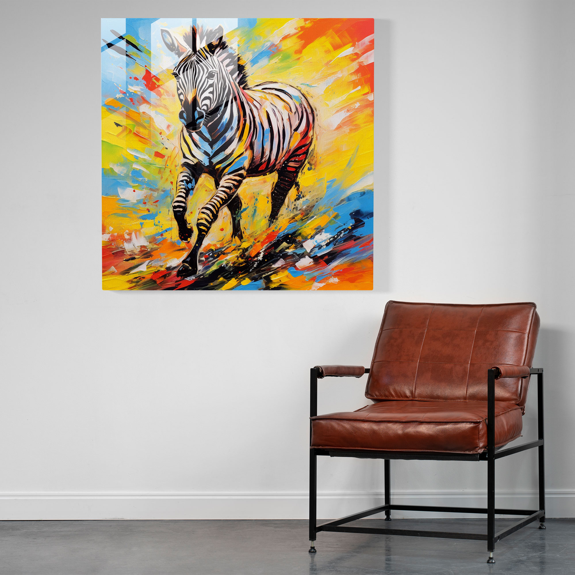 Zebra Energy Glass Print - Zebra, Glass Print, Glass Art, Vibrant Colors