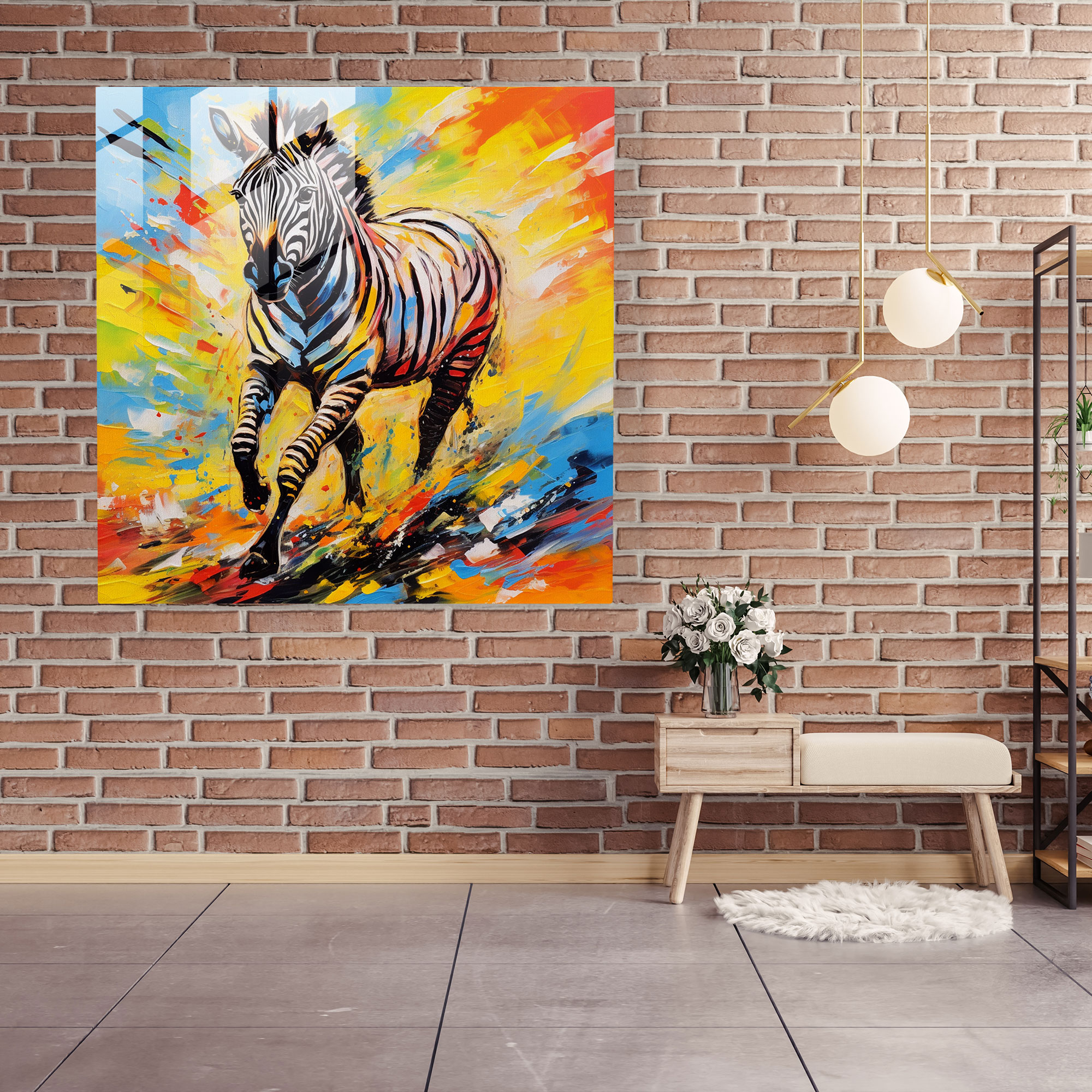Zebra Energy Glass Print - Zebra, Glass Print, Glass Art, Vibrant Colors