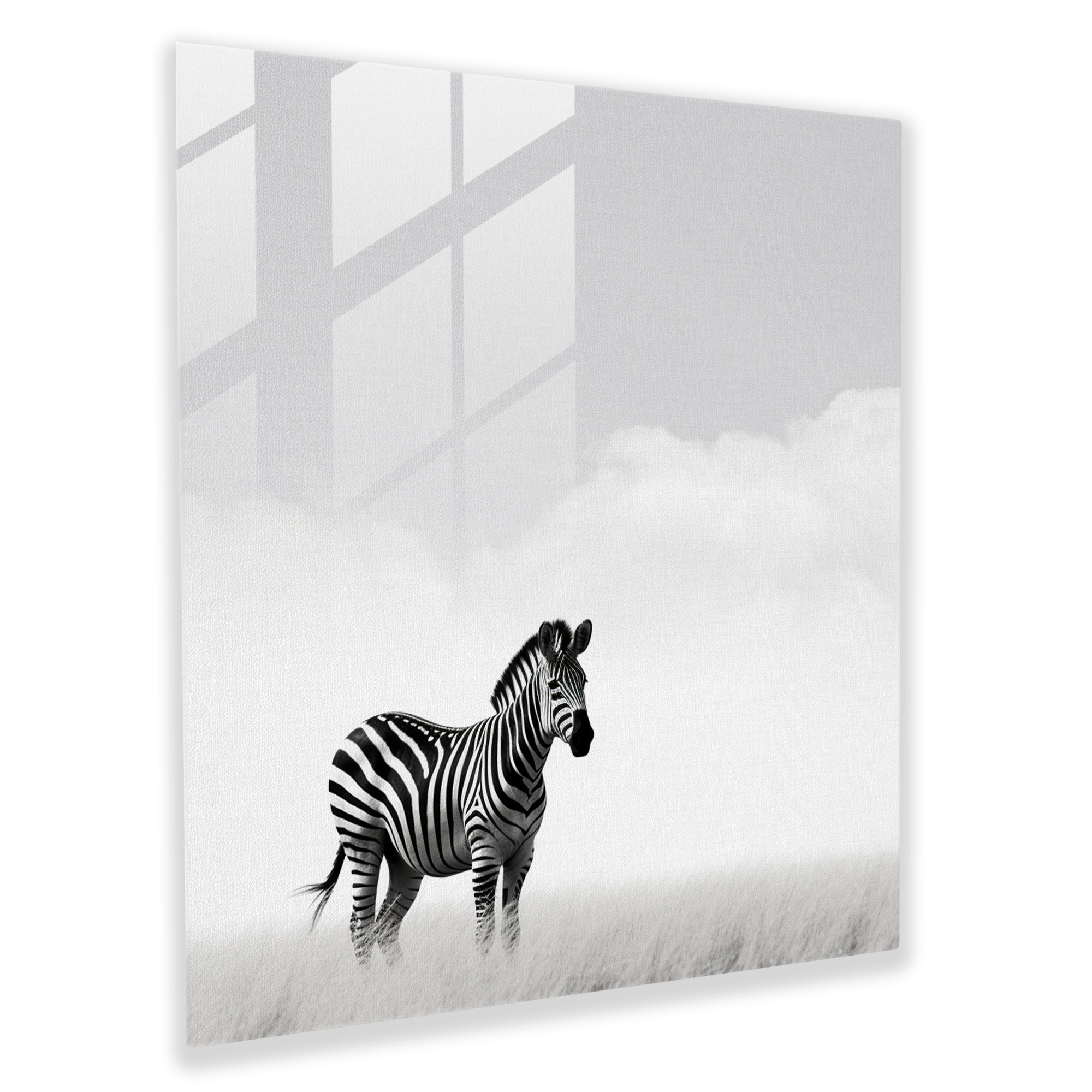 Zebra Zarafeti Cam Tablo - Zebra Cam Tablo Cam Sanatı Siyah ve Beyaz