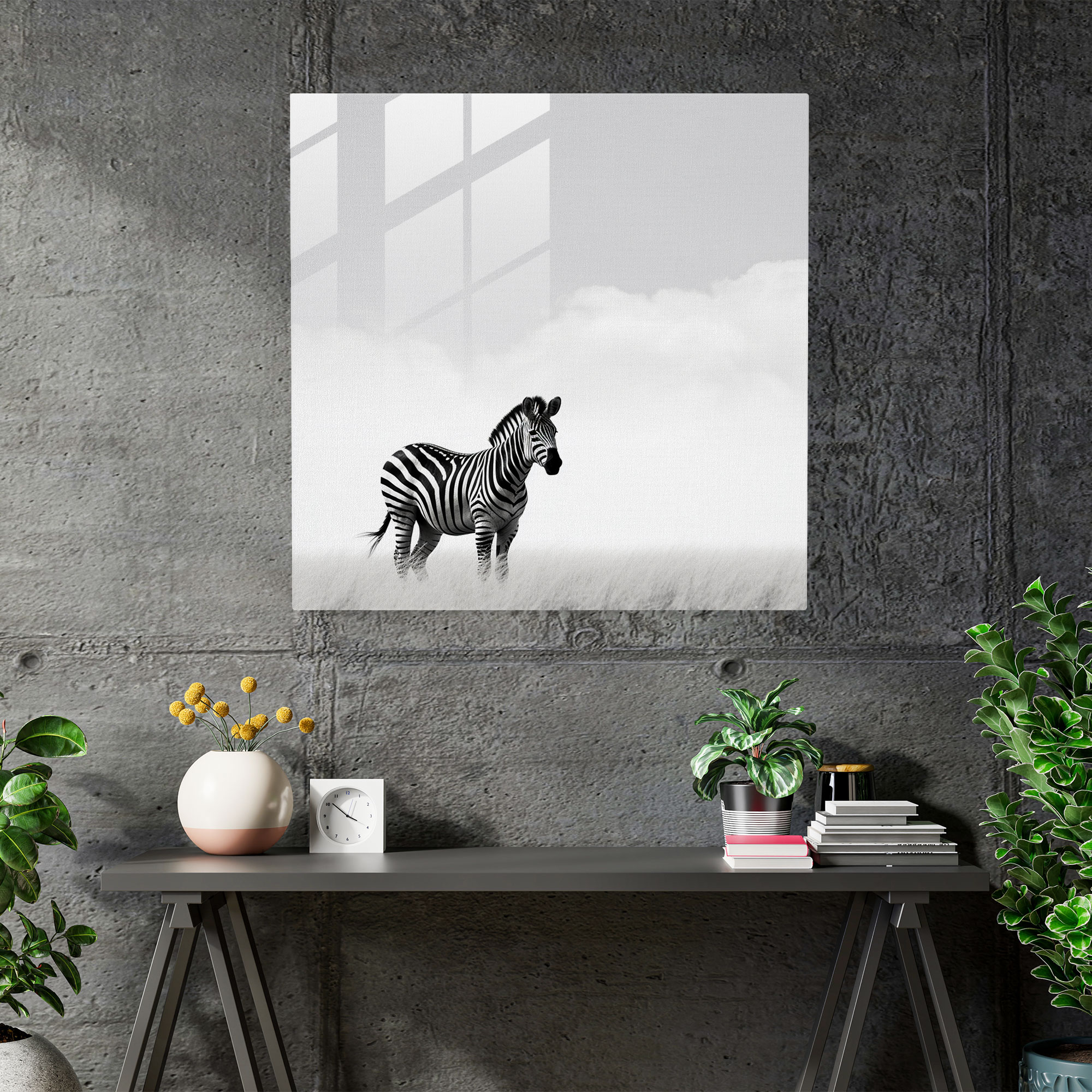Zebra Zarafeti Cam Tablo - Zebra Cam Tablo Cam Sanatı Siyah ve Beyaz
