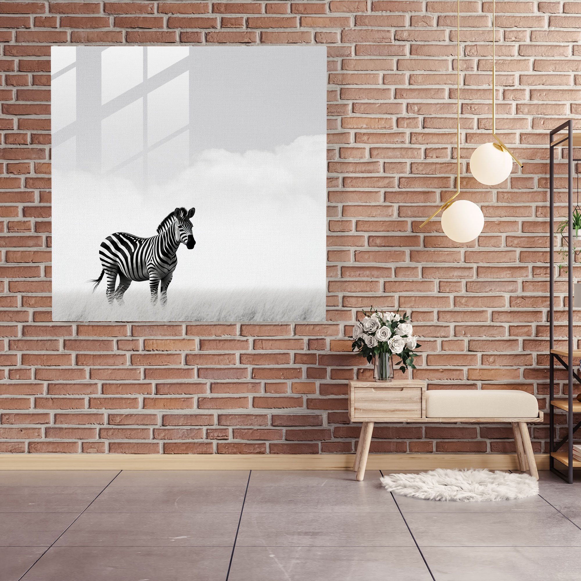 Zebra Zarafeti Cam Tablo - Zebra Cam Tablo Cam Sanatı Siyah ve Beyaz