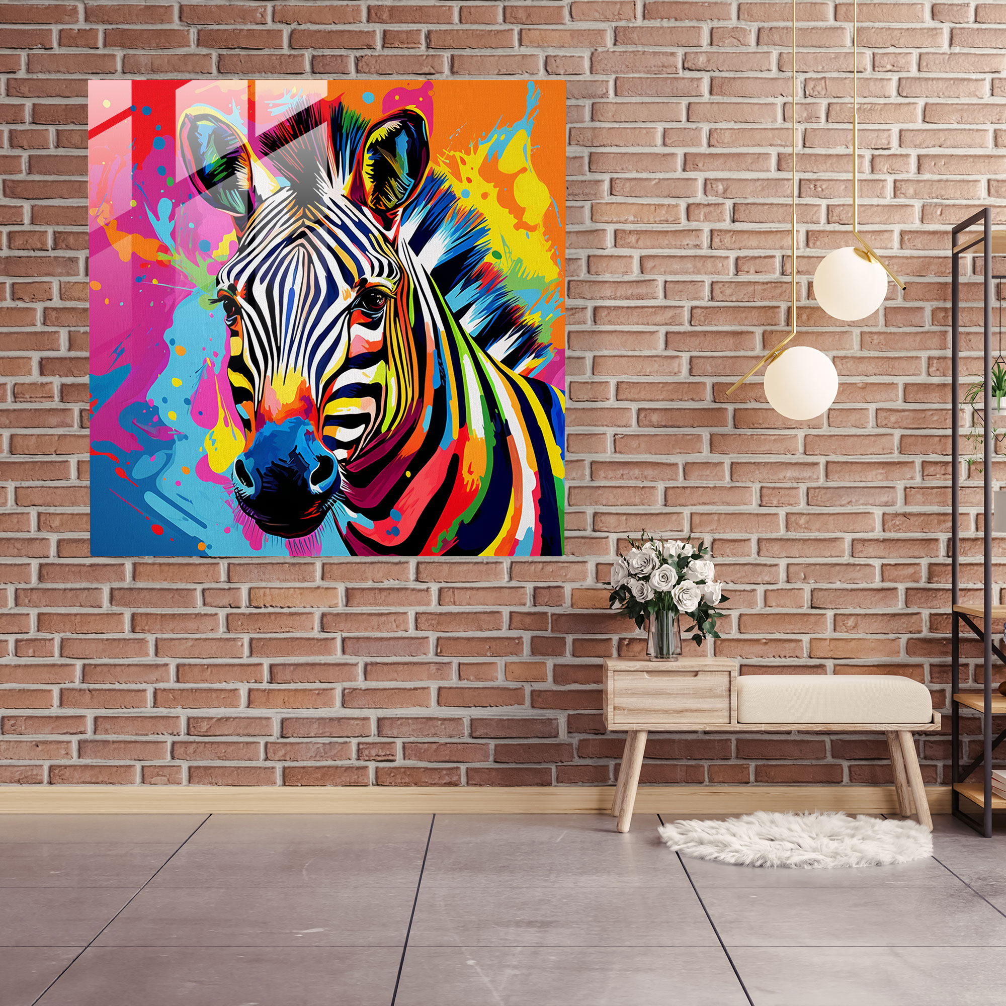 Colorful Zebra Glass Print - Zebra, Modern Art, Pop Art, Wall Decoration