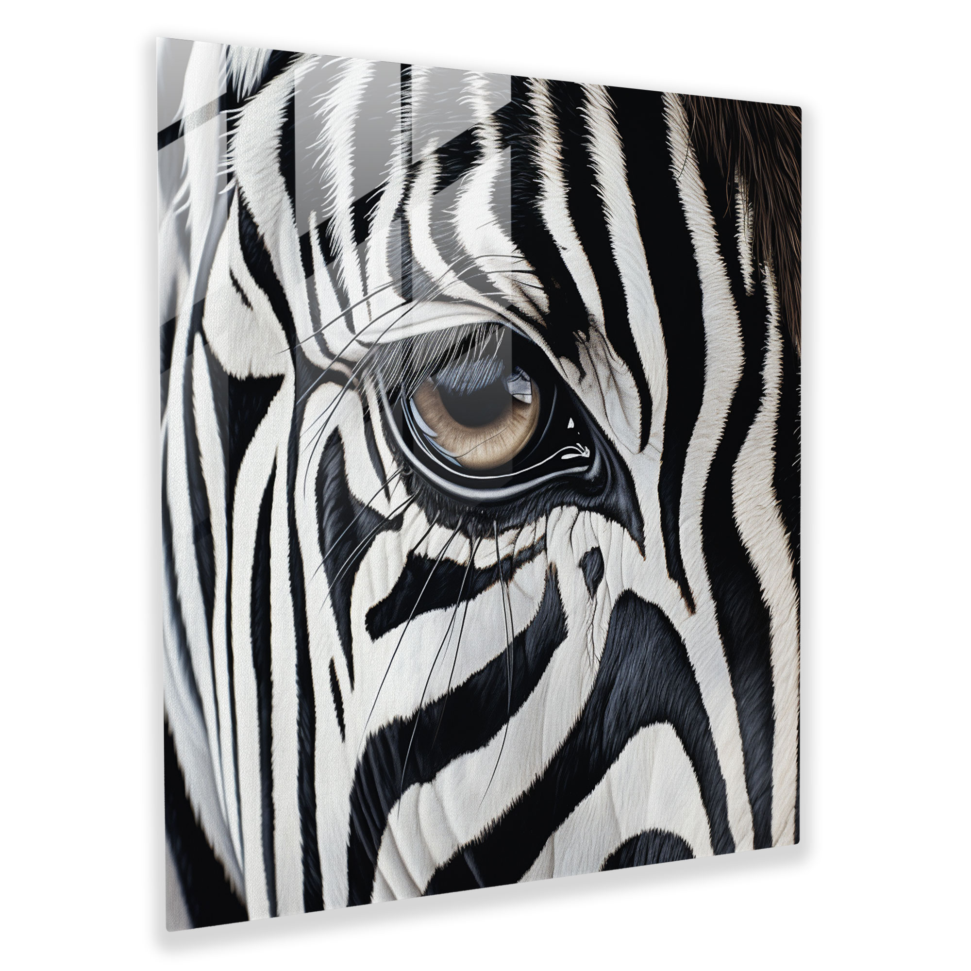 Zebra Çizgili Cam Tablo - Zebra Duvar Dekorasyonu Cam Tablo Cam Duvar Sanatı