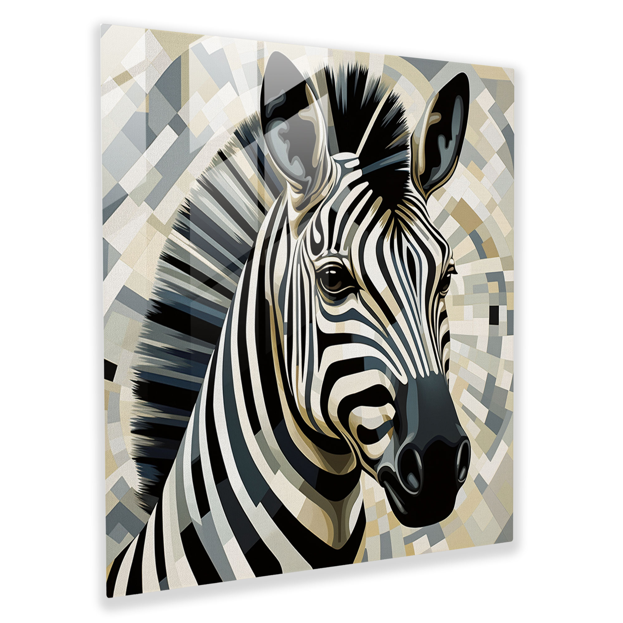 Modern Zebra Glass Print - Zebra, Modern Art, Style, Zebra Patterns
