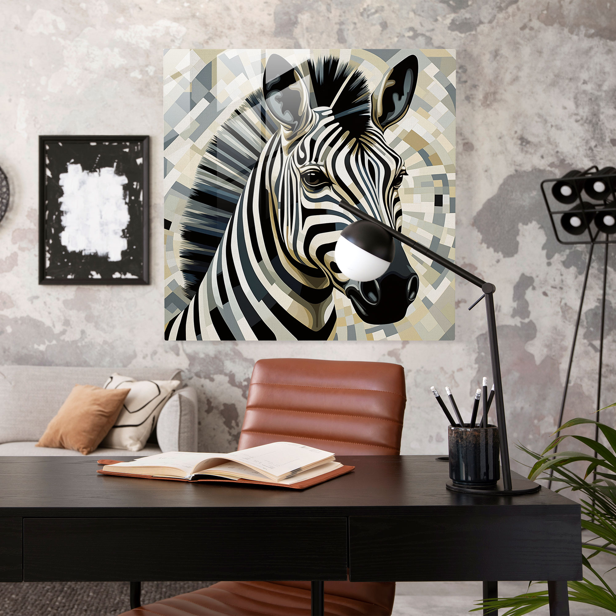 Modern Zebra Glass Print - Zebra, Modern Art, Style, Zebra Patterns