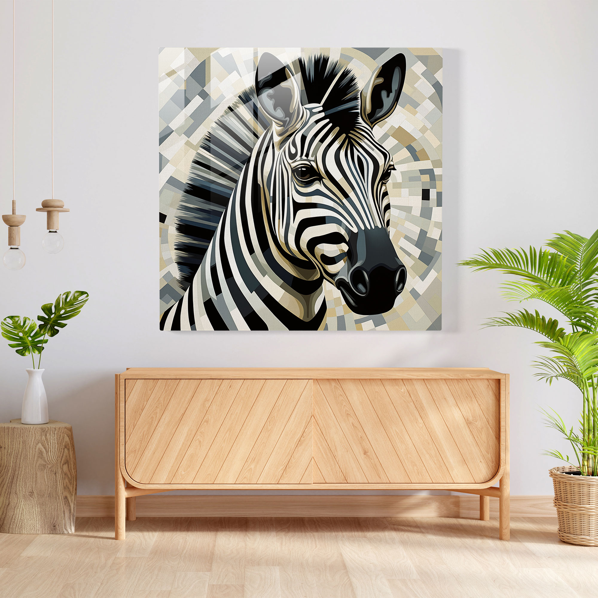 Modern Zebra Glass Print - Zebra, Modern Art, Style, Zebra Patterns