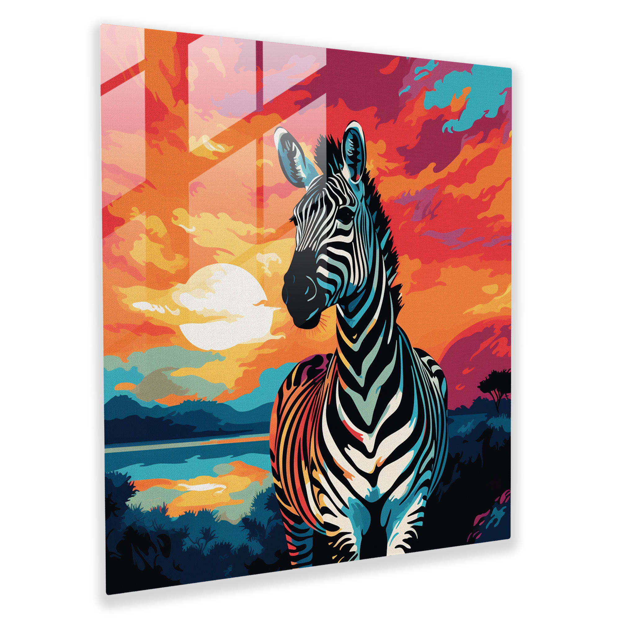 Zebra Sunset Glass Print - Zebra, Glass Print, Sunset, Zebra