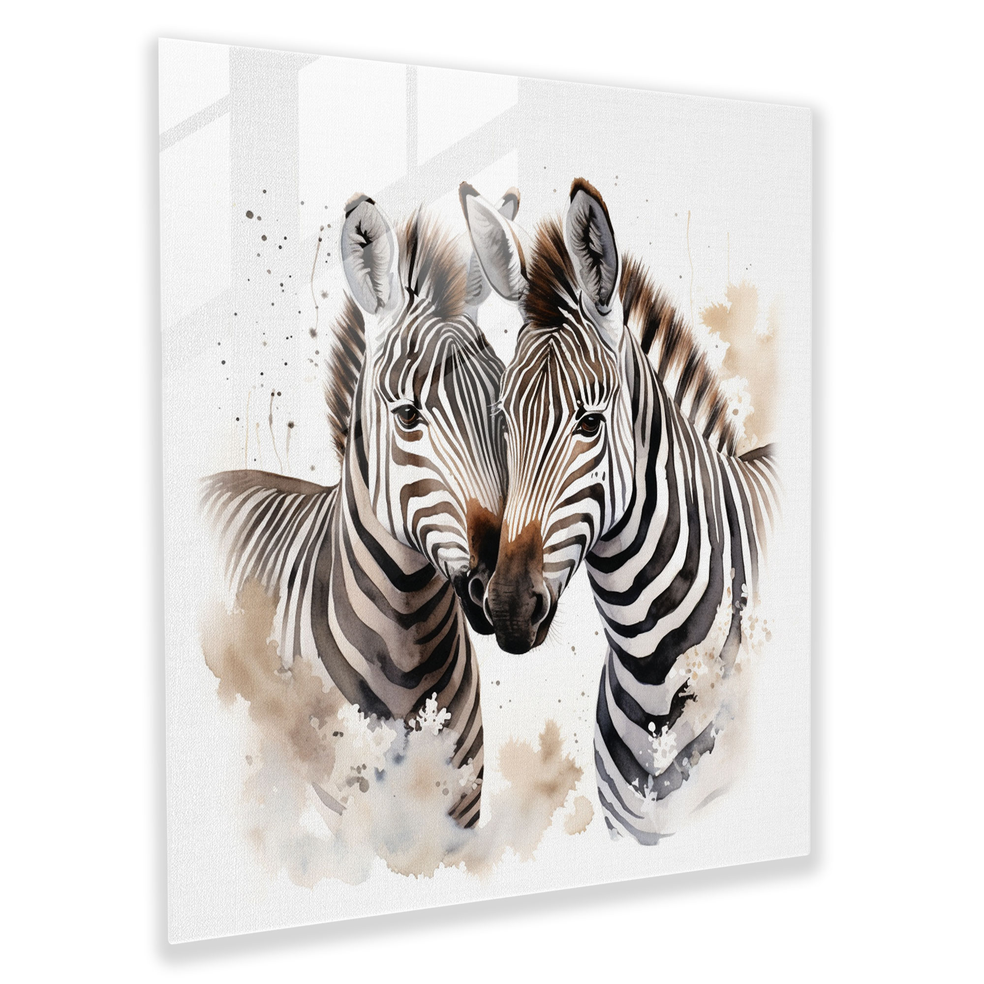 Zebra Love Glass Print - Zebra, Home Decoration, Glass Wall Art, Zebra Love
