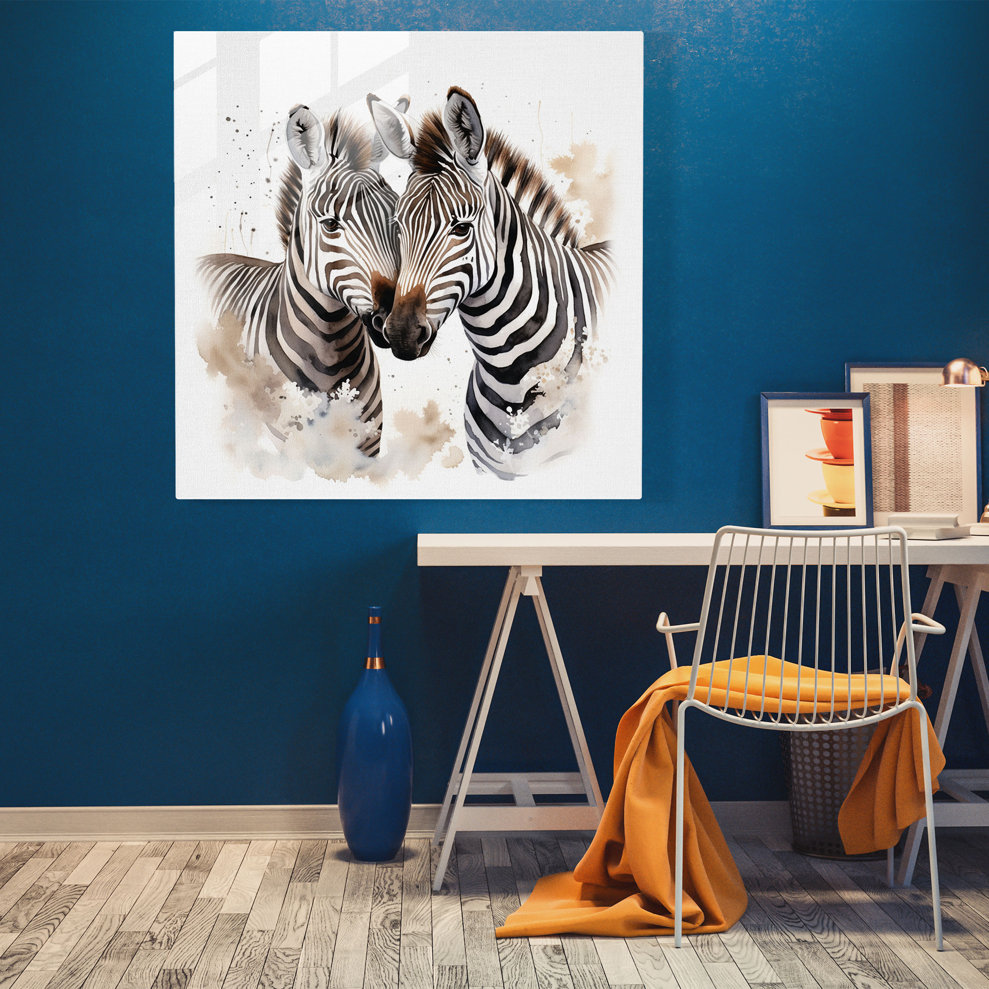 Zebra Love Glass Print - Zebra, Home Decoration, Glass Wall Art, Zebra Love