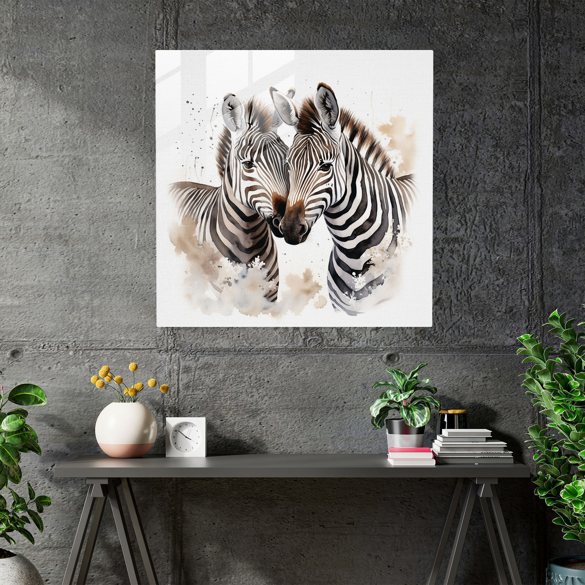 Zebra Love Glass Print - Zebra, Home Decoration, Glass Wall Art, Zebra Love