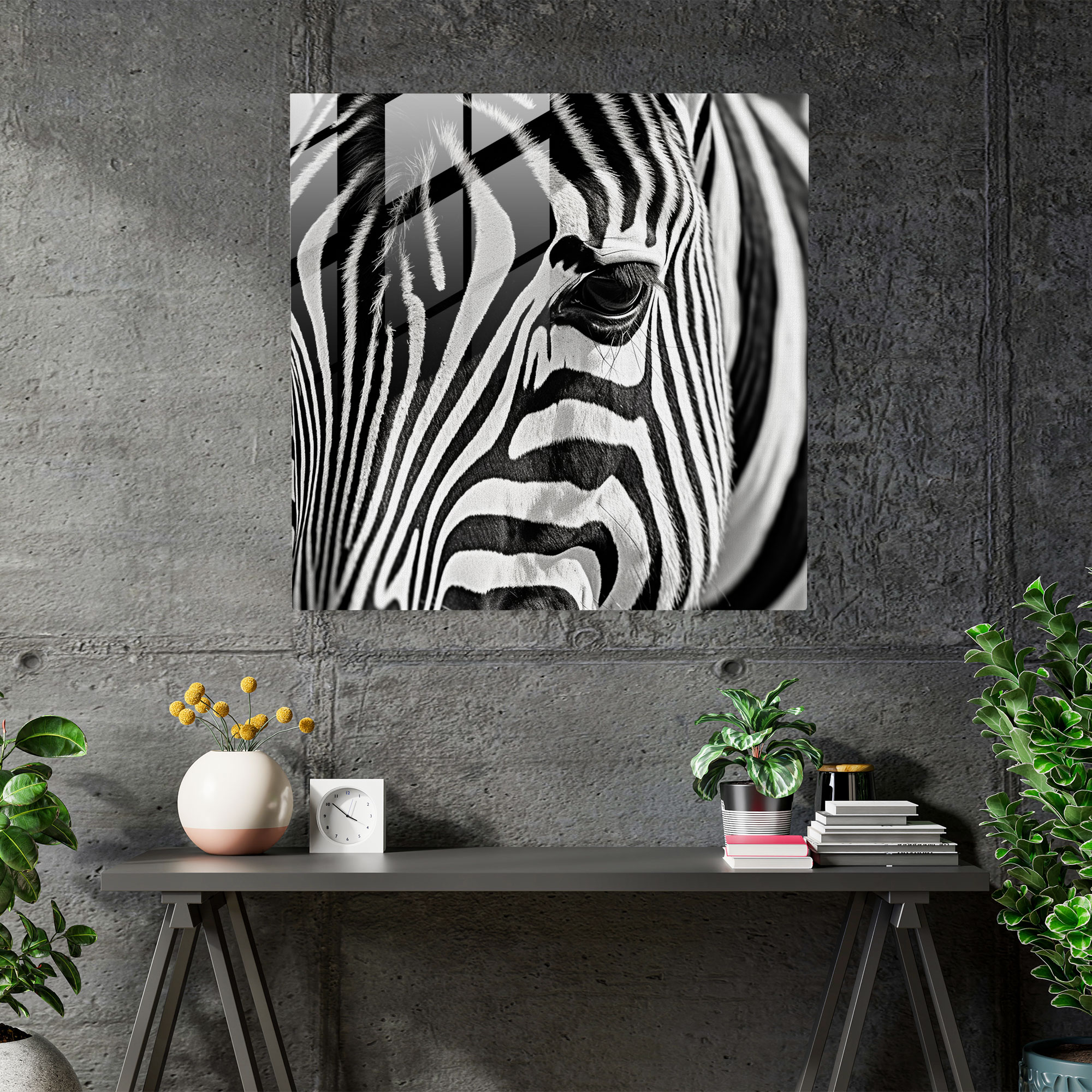 Elegant Zebra Glass Print - Zebra, Modern Art, Elegant, Glass Print