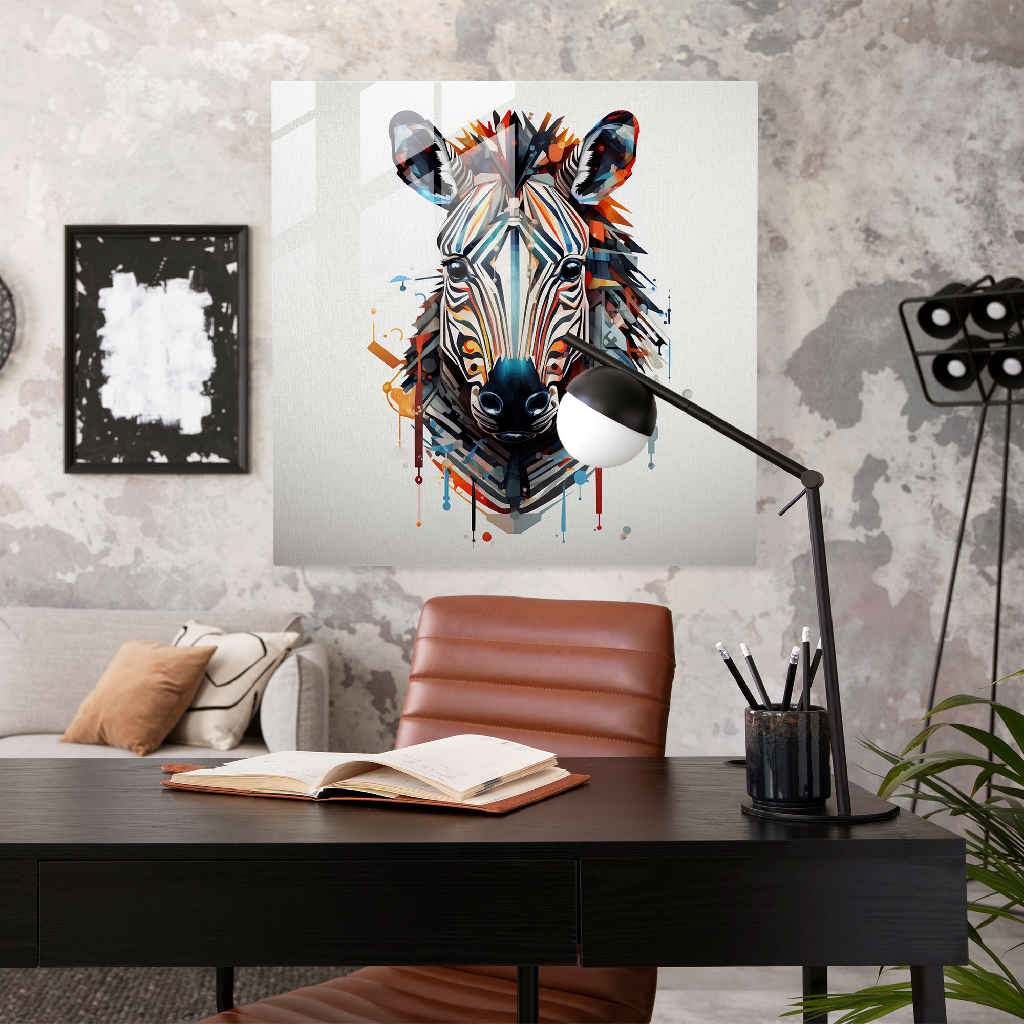 Geometric Zebra Glass Print - Zebra, Zebra, Digital Art, Geometric