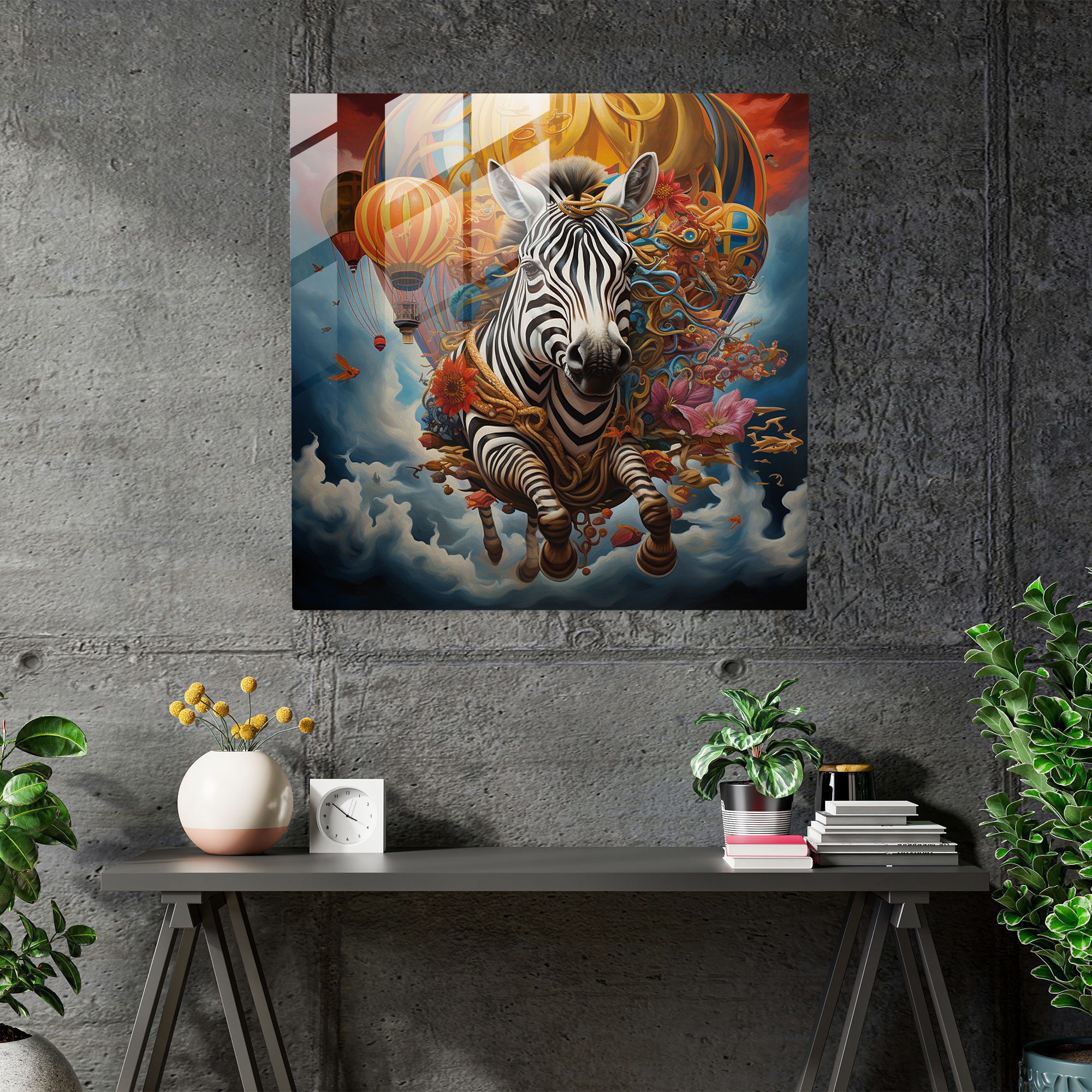 Dreamscape Zebra Glass Print - Zebra, Glass Print, Surrealistic Painting, Modern Art