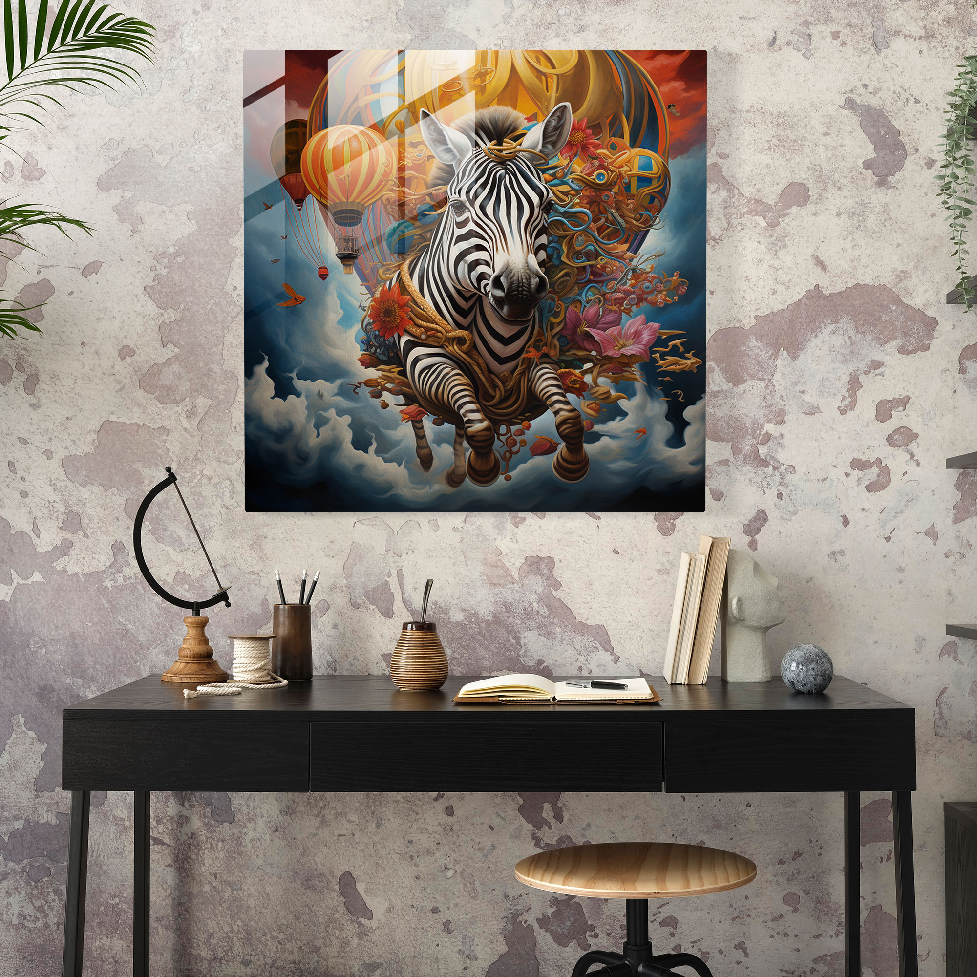 Dreamscape Zebra Glass Print - Zebra, Glass Print, Surrealistic Painting, Modern Art
