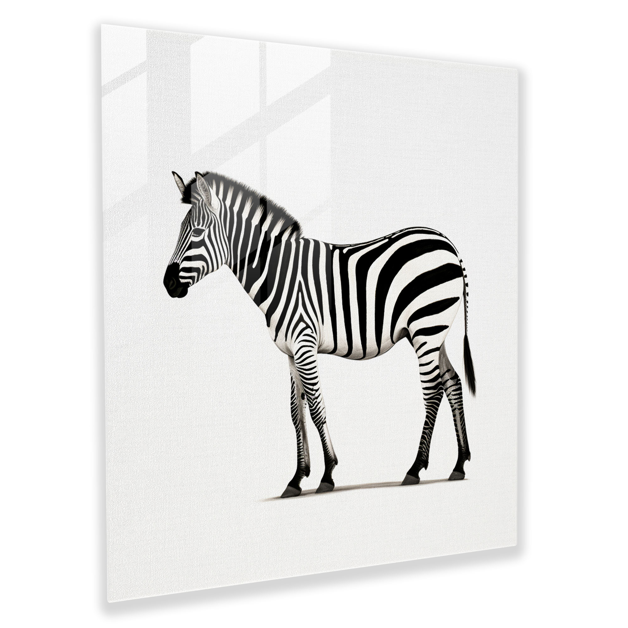 Minimalist Zebra Glass Print - Zebra, Silhouette, Home Decoration, Minimalist Art